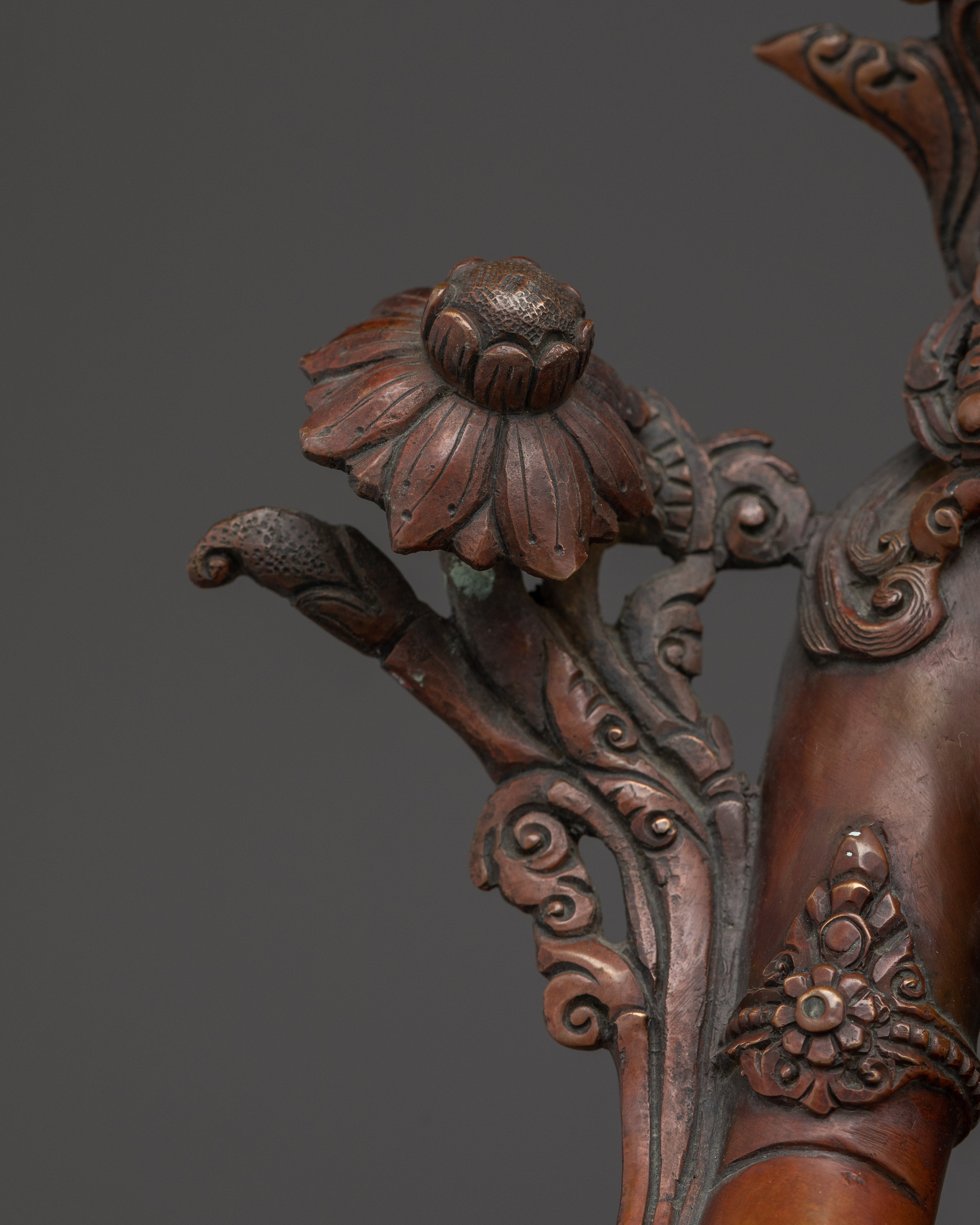Oxidized White Tara Art in Copper | Symbol of Compassion and Longevity