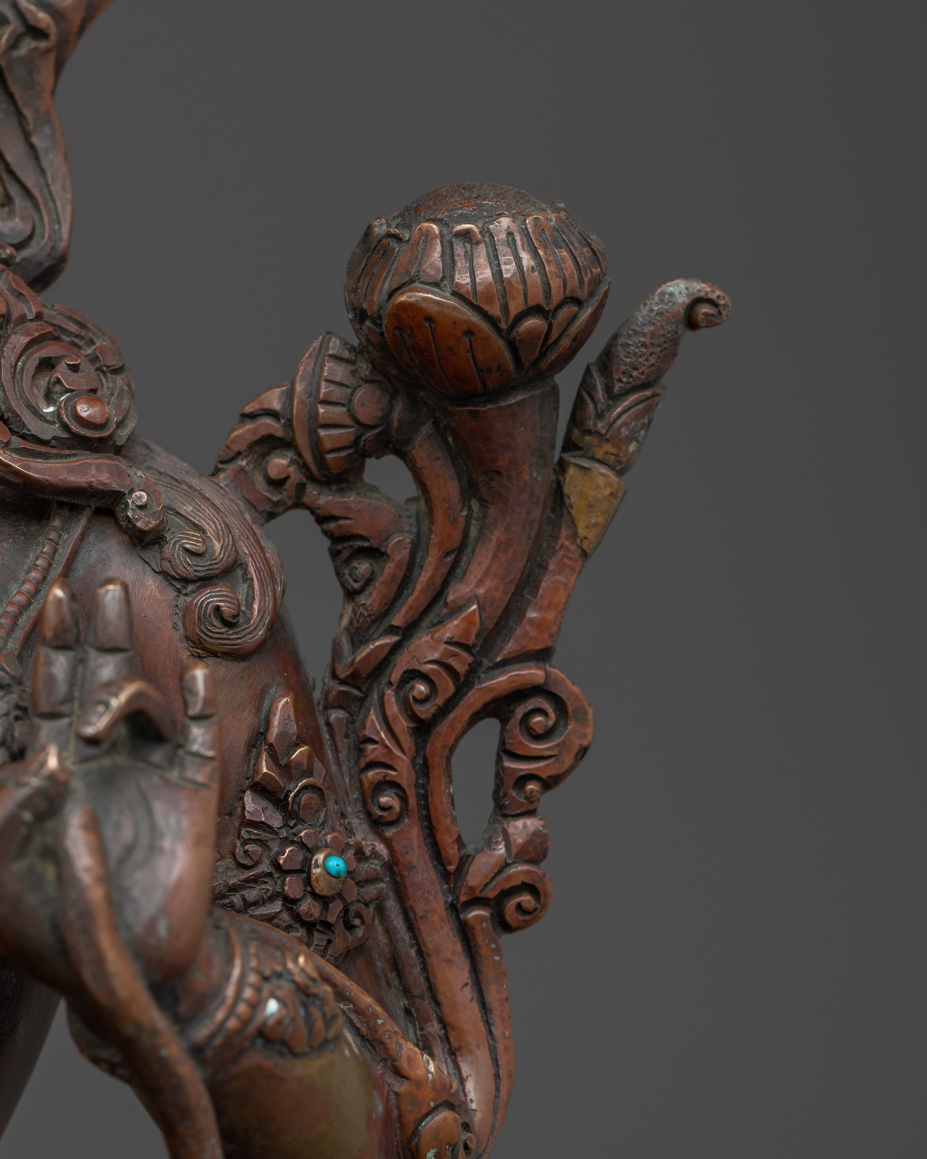 Oxidized White Tara Art in Copper | Symbol of Compassion and Longevity