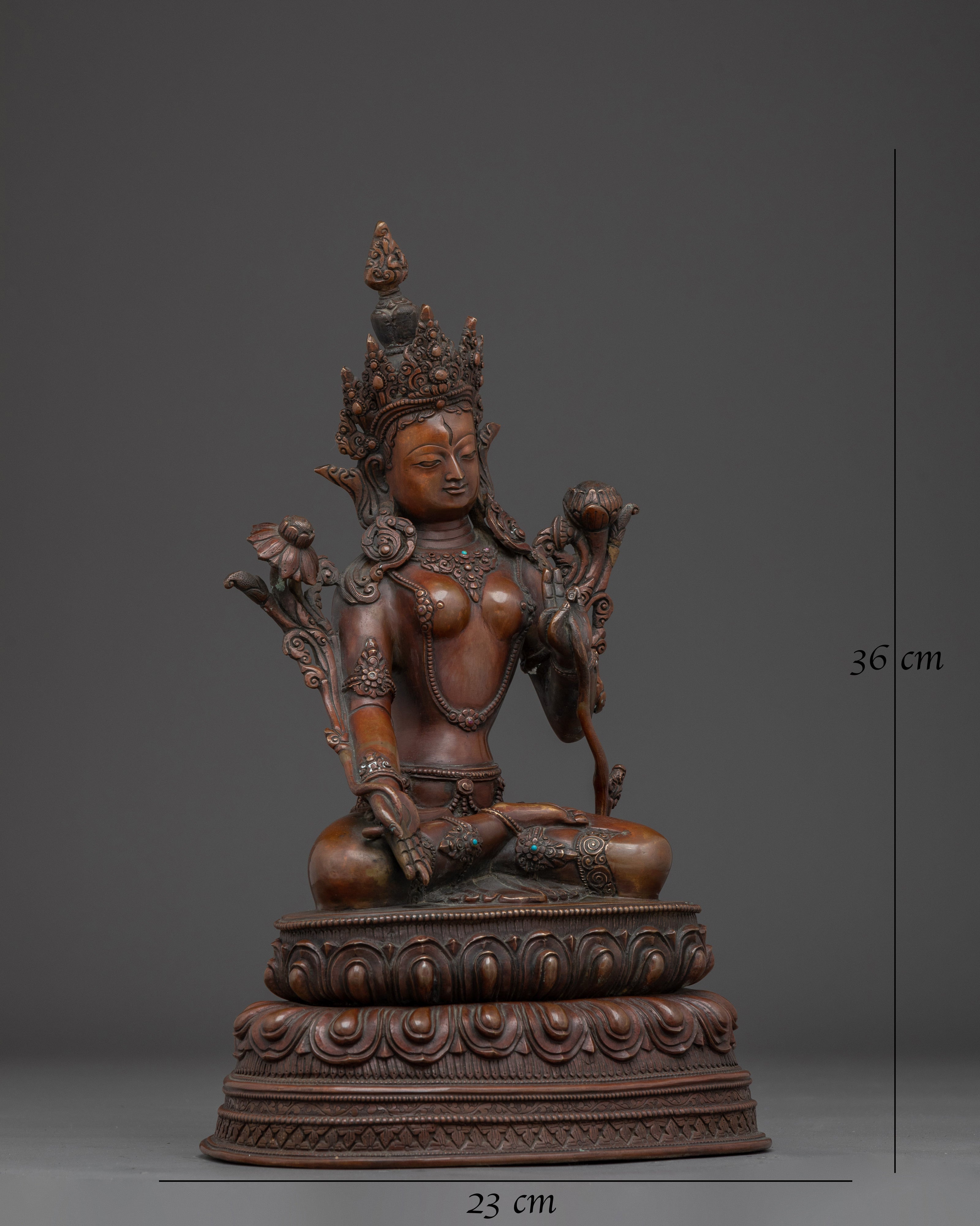Oxidized White Tara Art in Copper