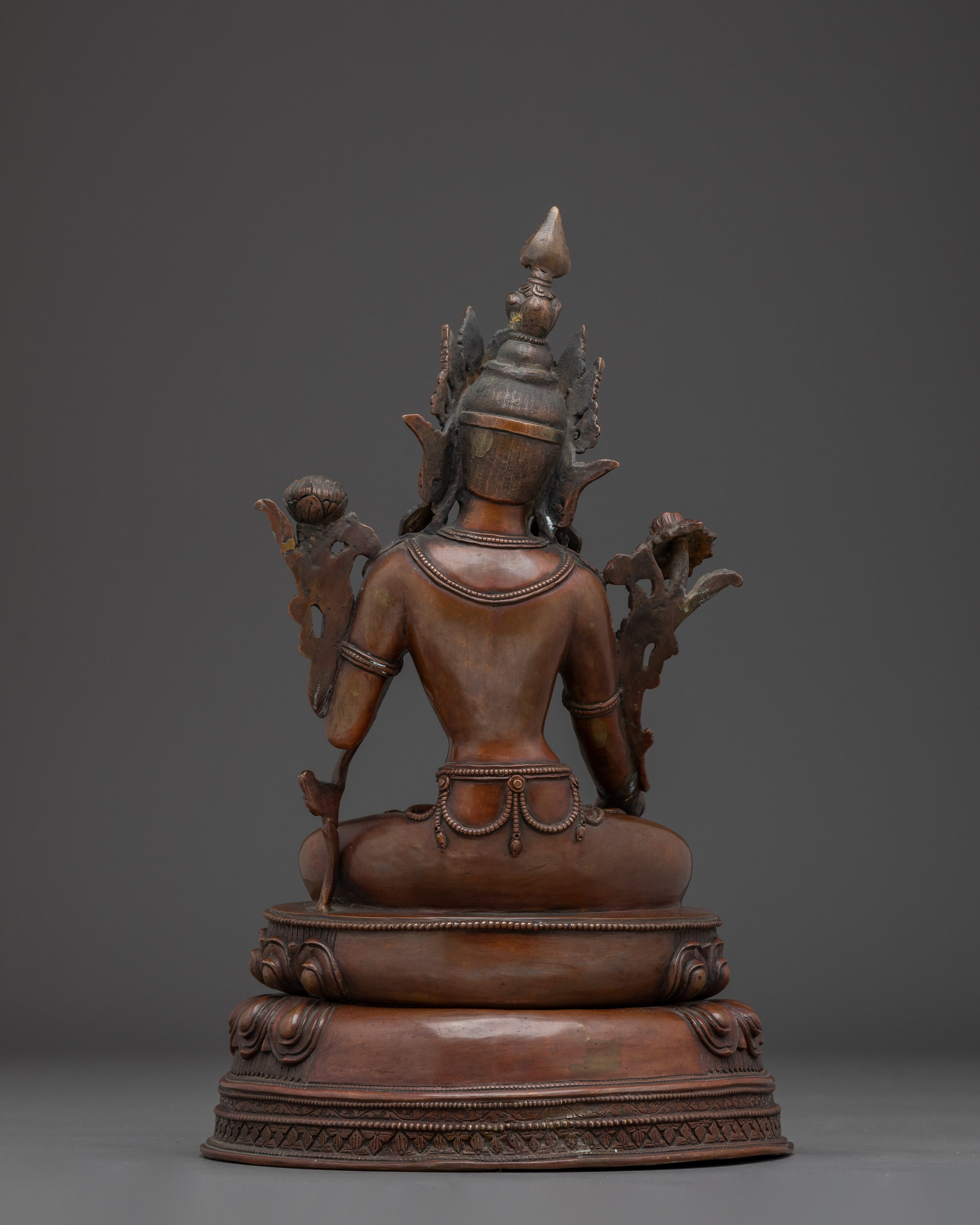 Oxidized White Tara Art in Copper | Symbol of Compassion and Longevity