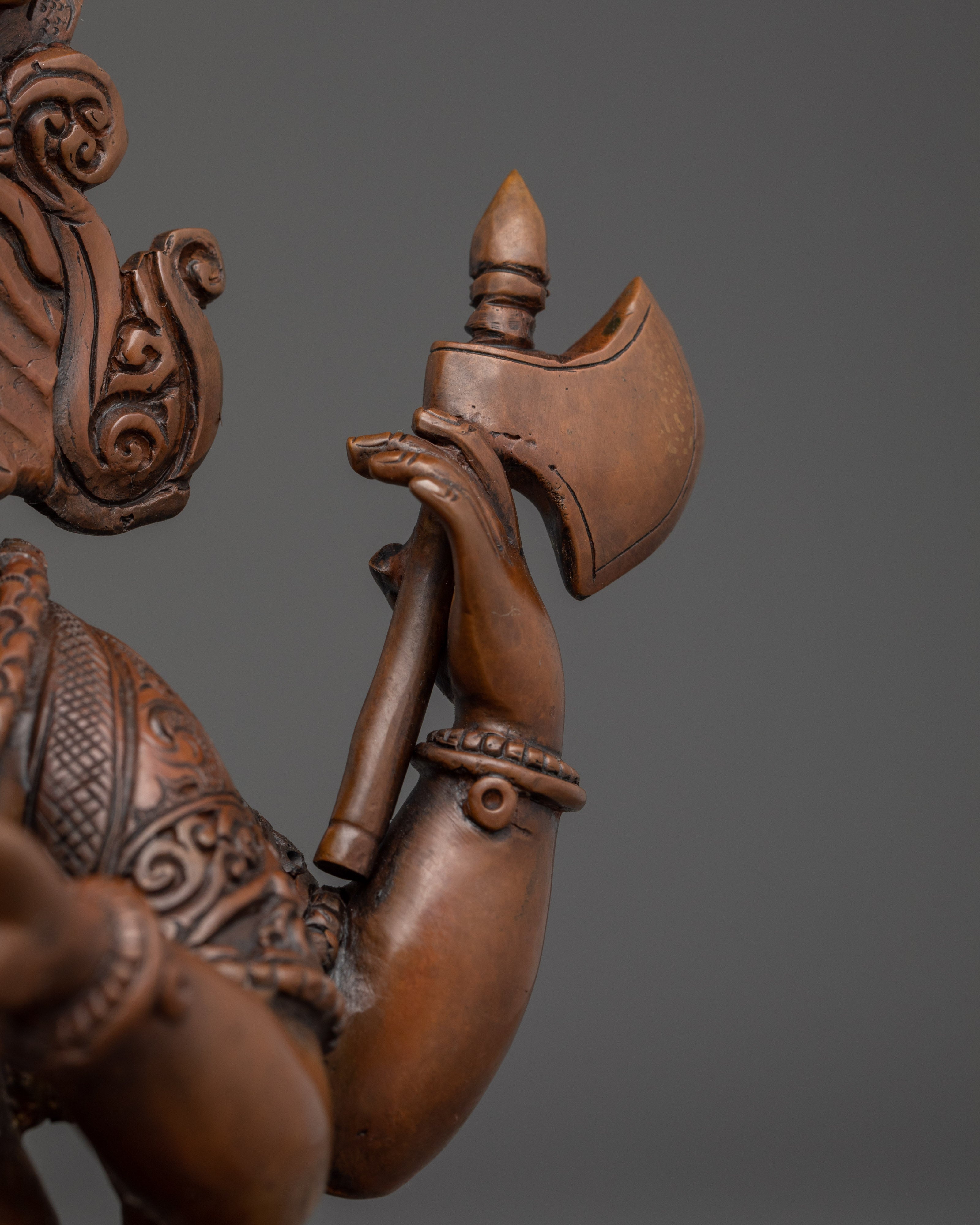 Oxidized Copper Ganesh Statue | God of Wisdom for Altar or Shrine