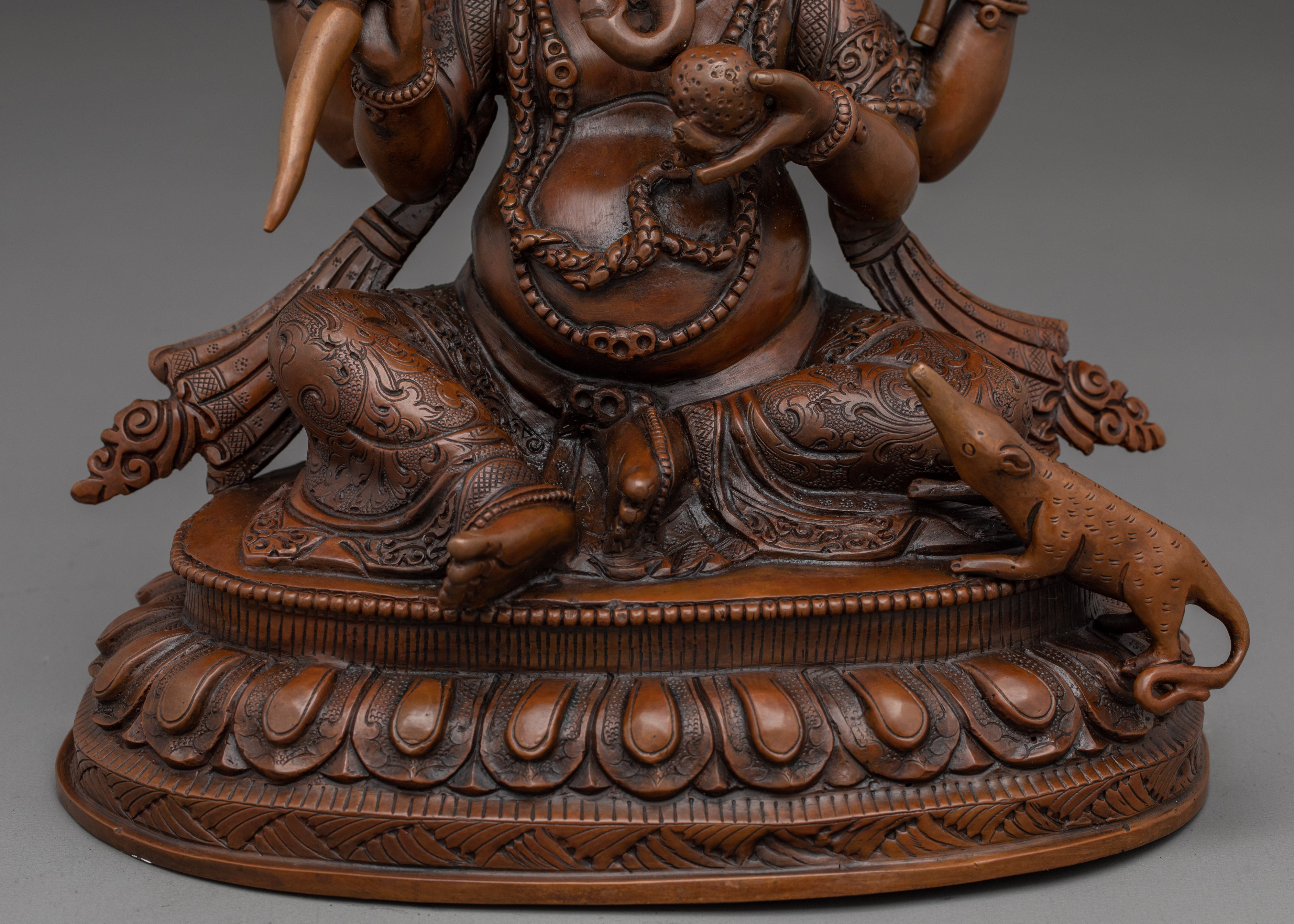 Oxidized Copper Ganesh Statue | God of Wisdom for Altar or Shrine
