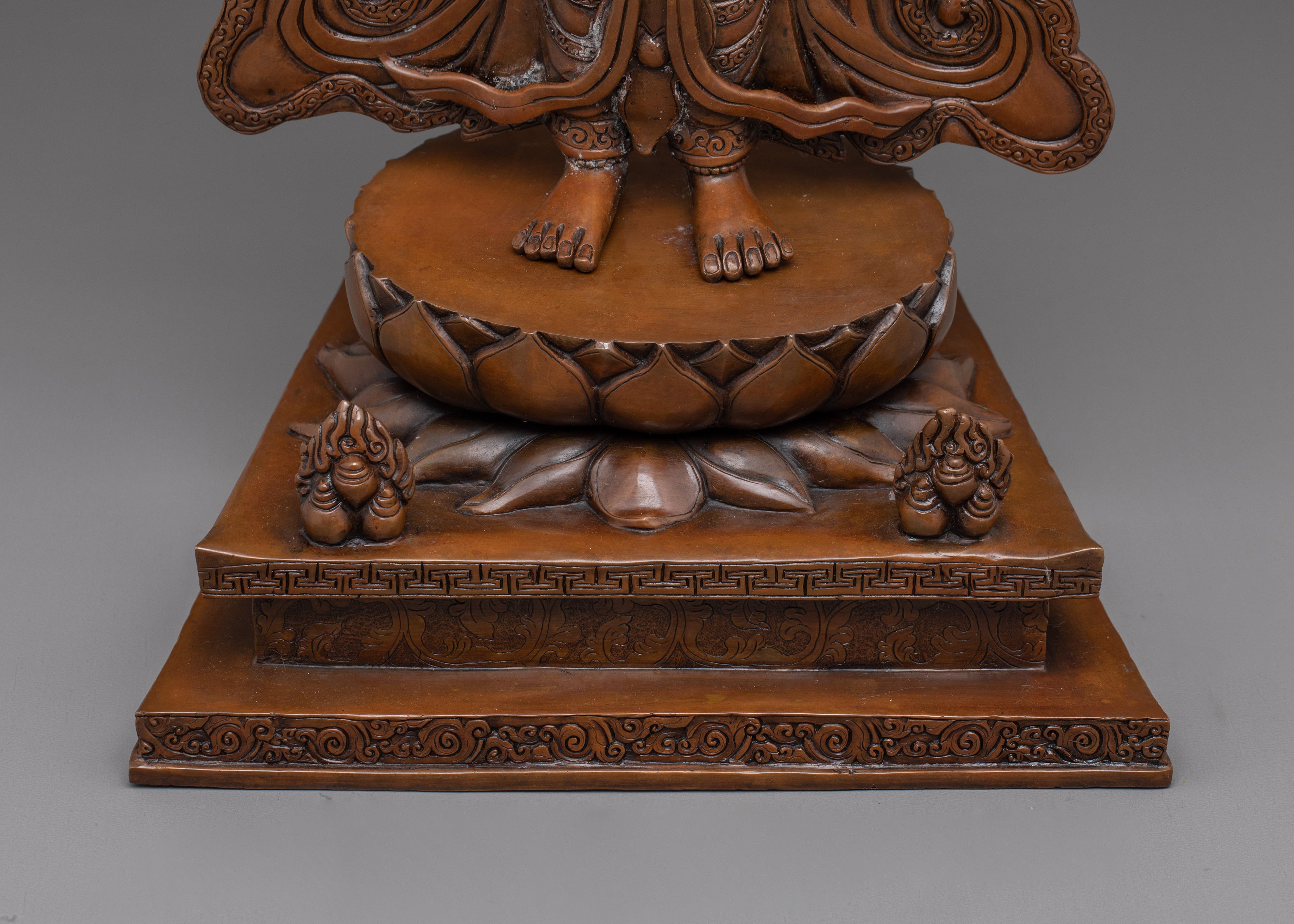 Oxidized Copper Taiwan Guru Statue | Enlightened Wisdom and Spiritual Guidance