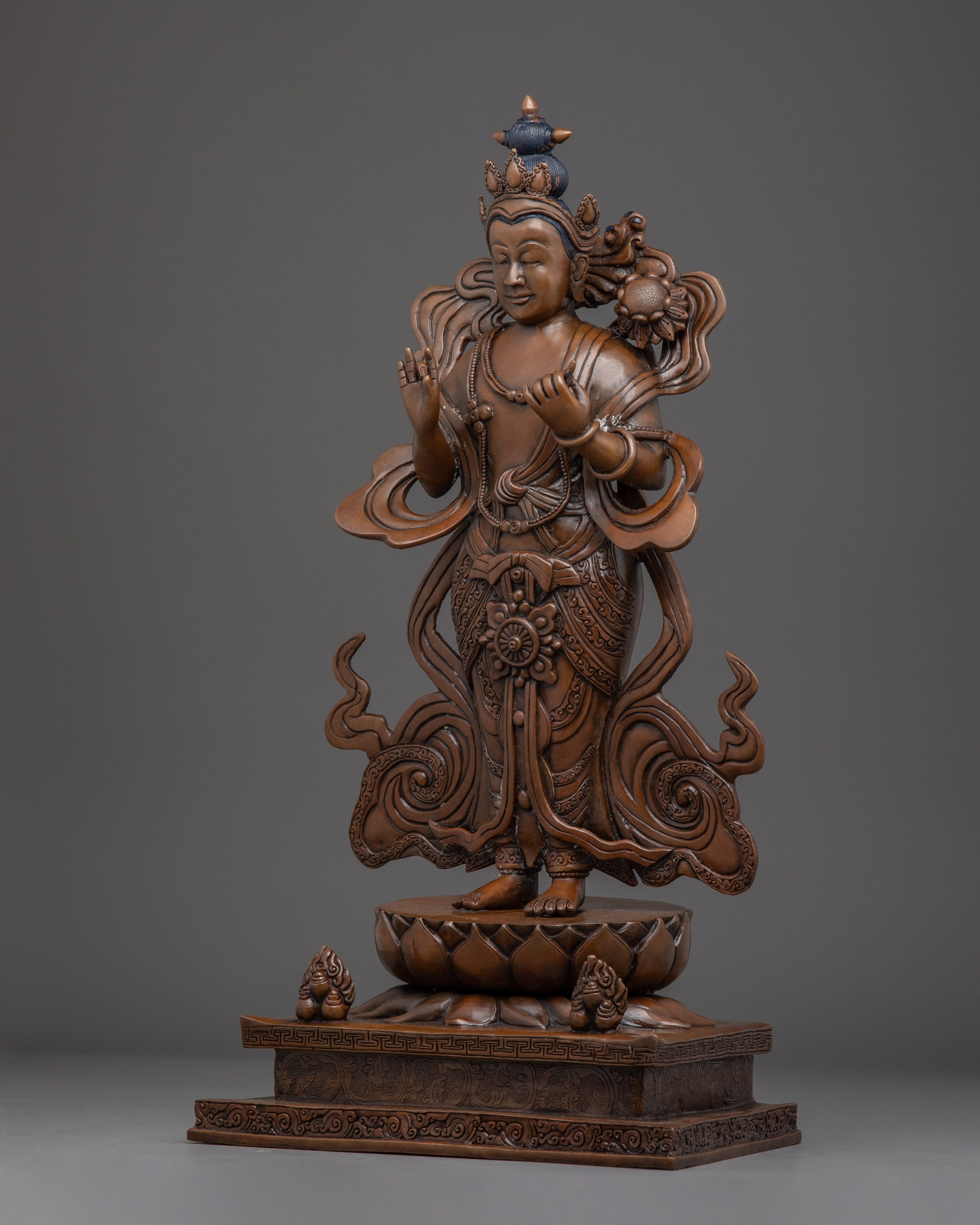 Oxidized Copper Taiwan Guru Statue | Enlightened Wisdom and Spiritual Guidance