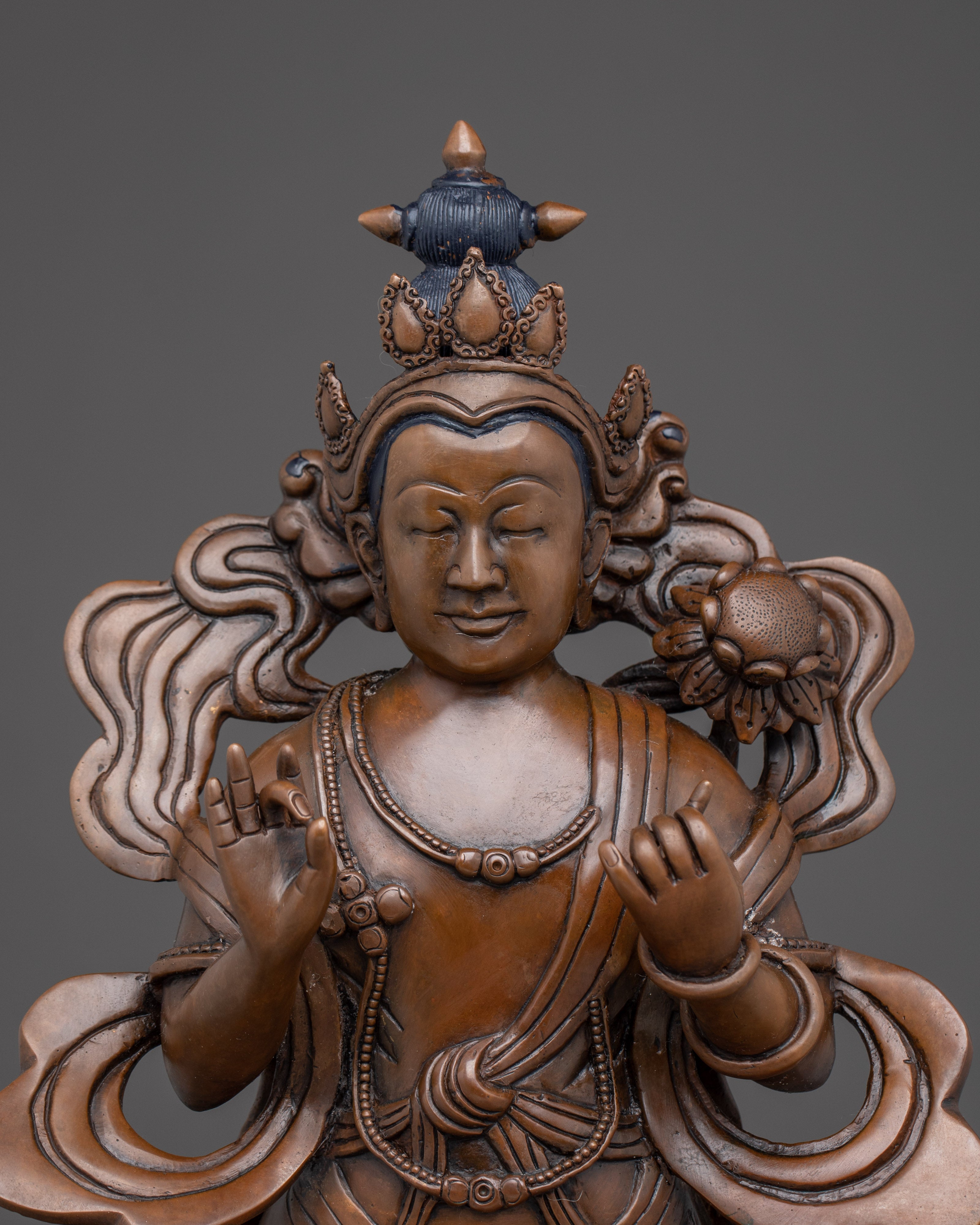Oxidized Copper Taiwan Guru Statue | Enlightened Wisdom and Spiritual Guidance