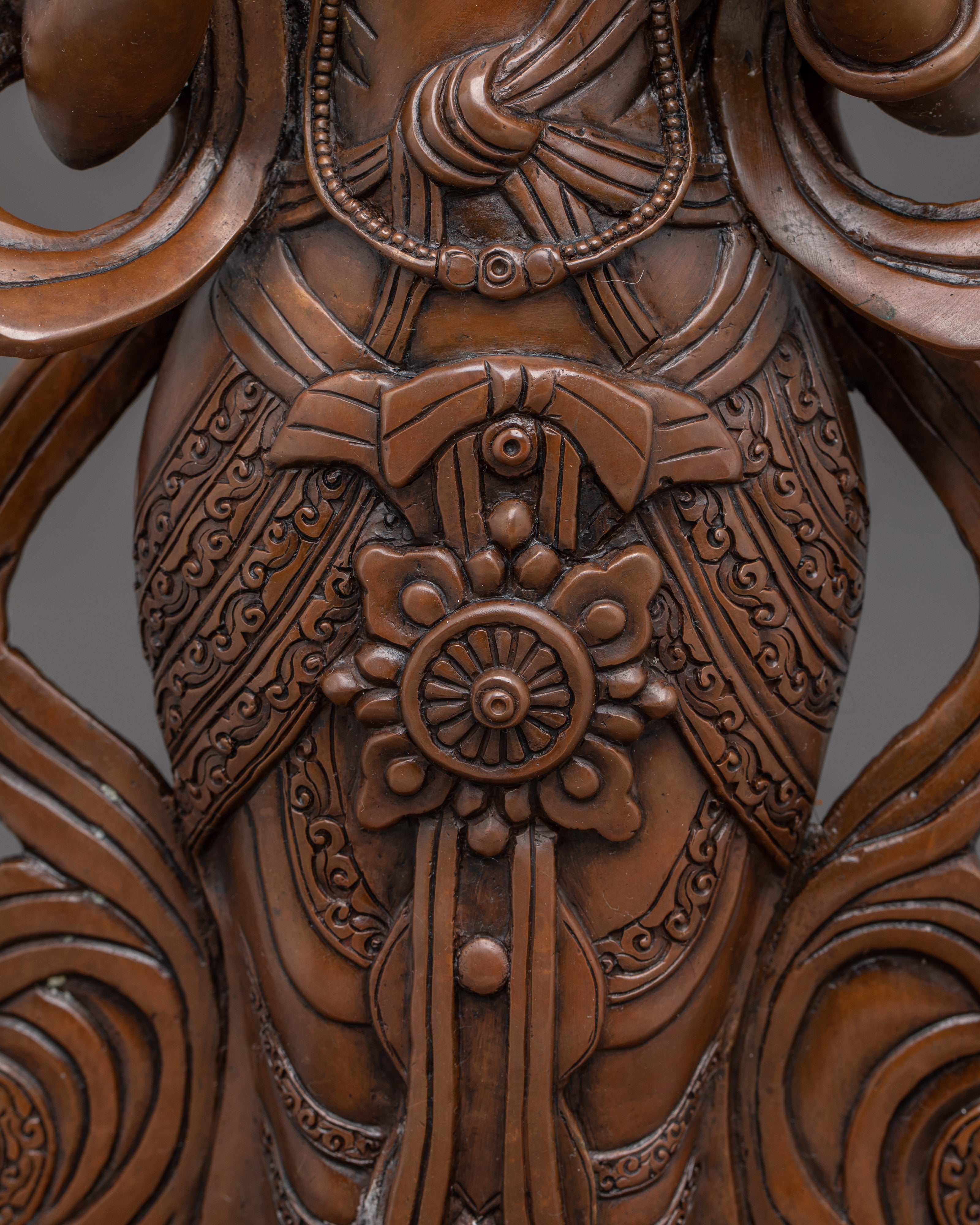 Oxidized Copper Taiwan Guru Statue | Enlightened Wisdom and Spiritual Guidance