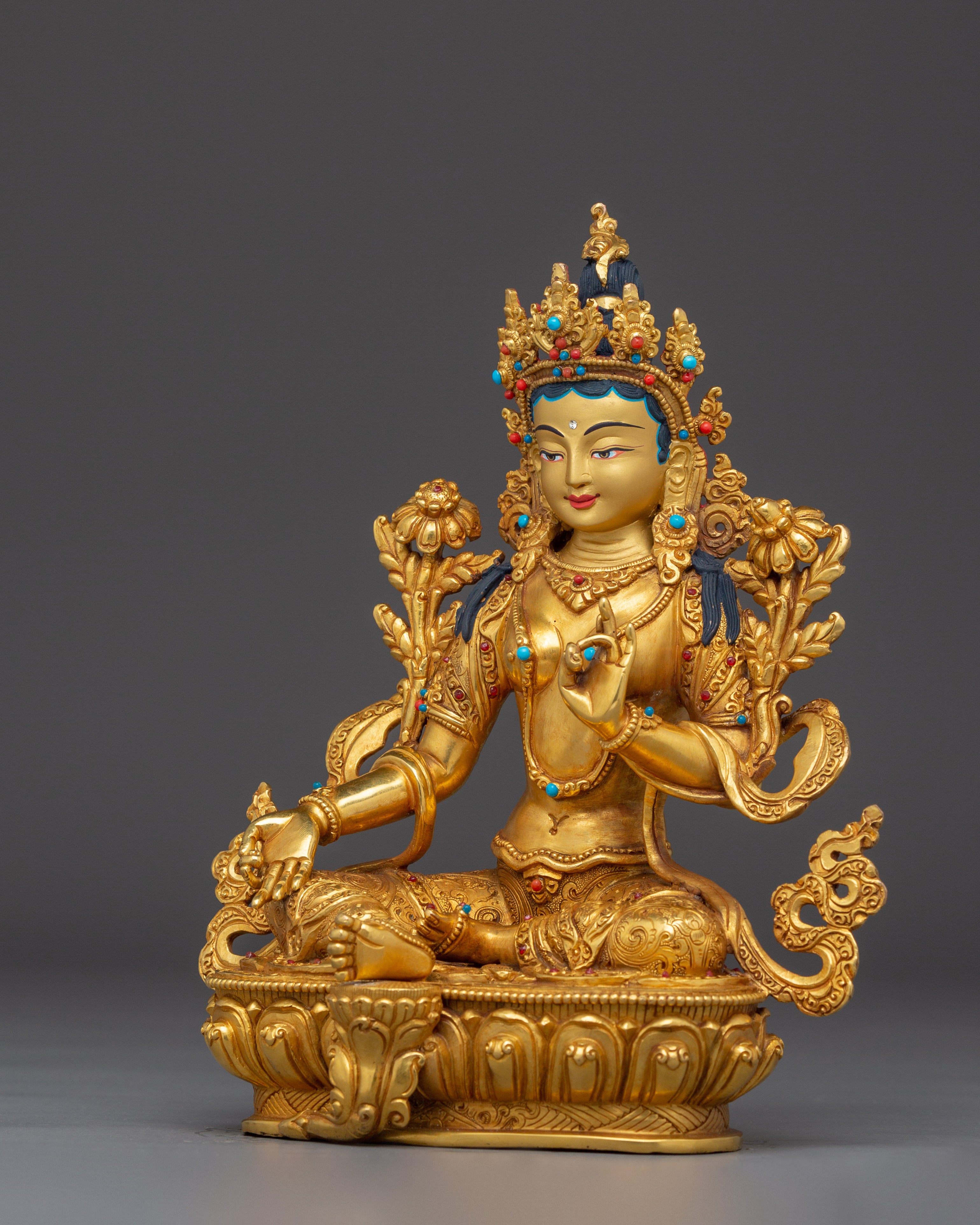 Tranquil Statue of Green Tara | Shyama Tara - Mother of Liberator