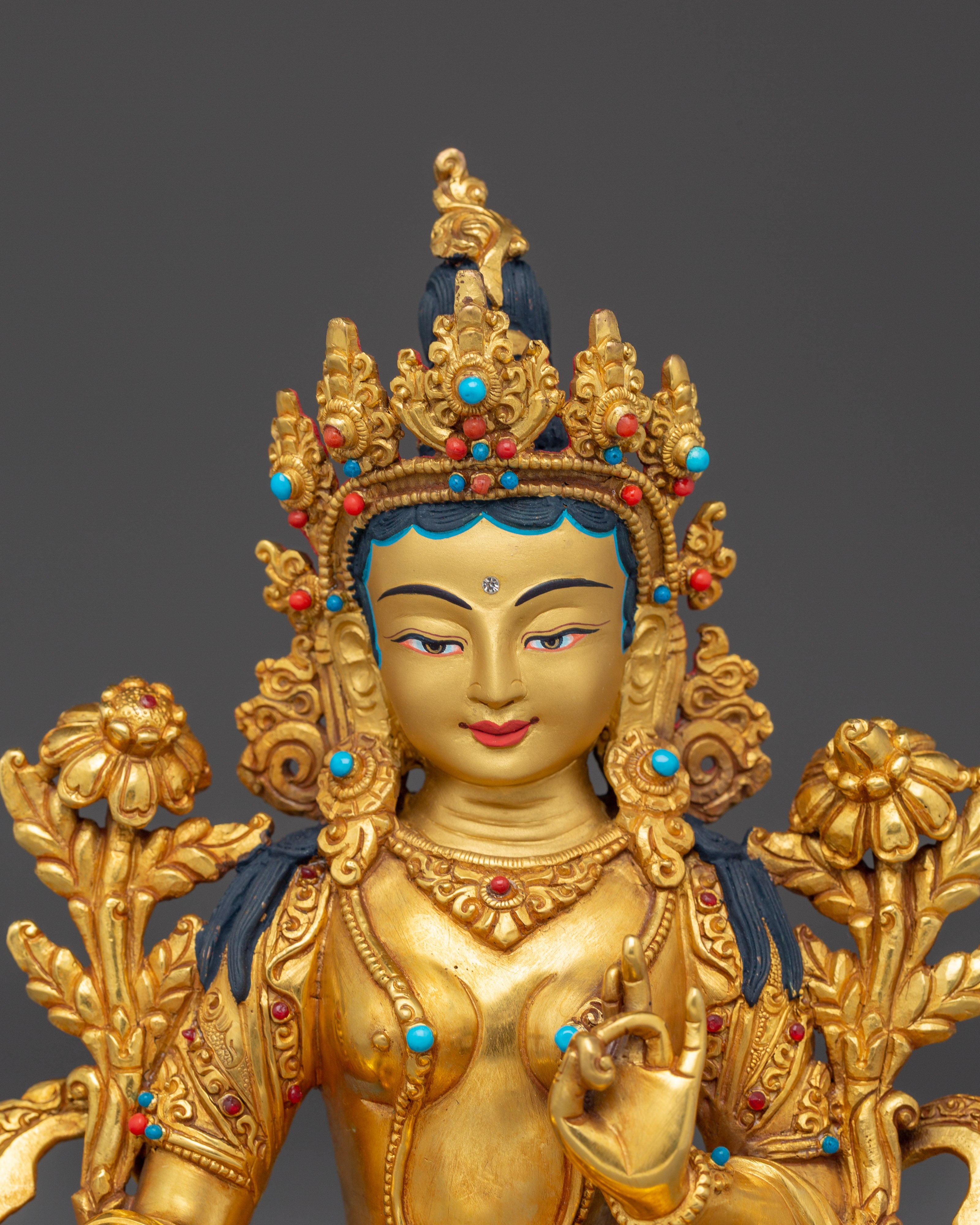Tranquil Statue of Green Tara | Shyama Tara - Mother of Liberator