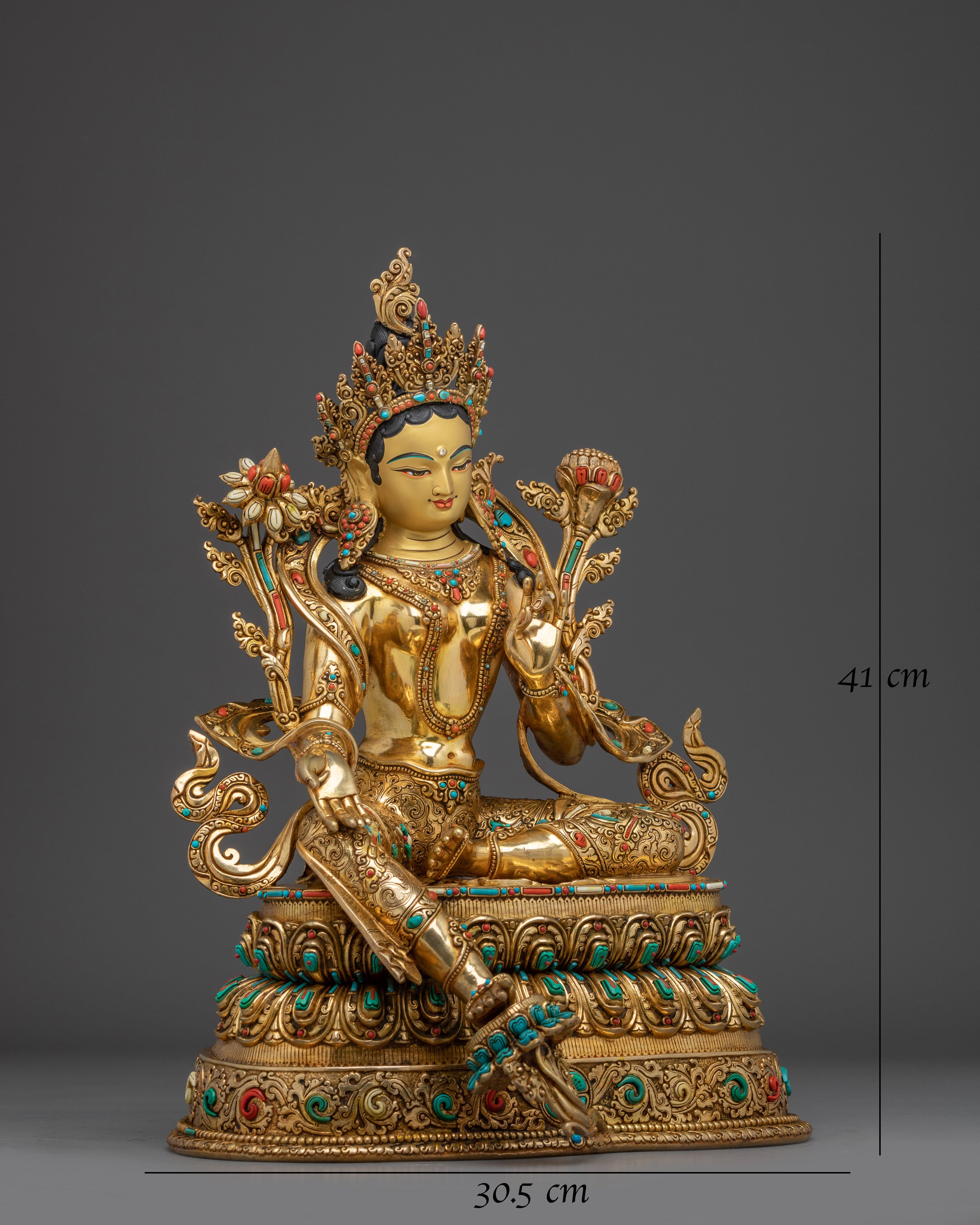 Majestic Statue of Bodhisattva Green Tara