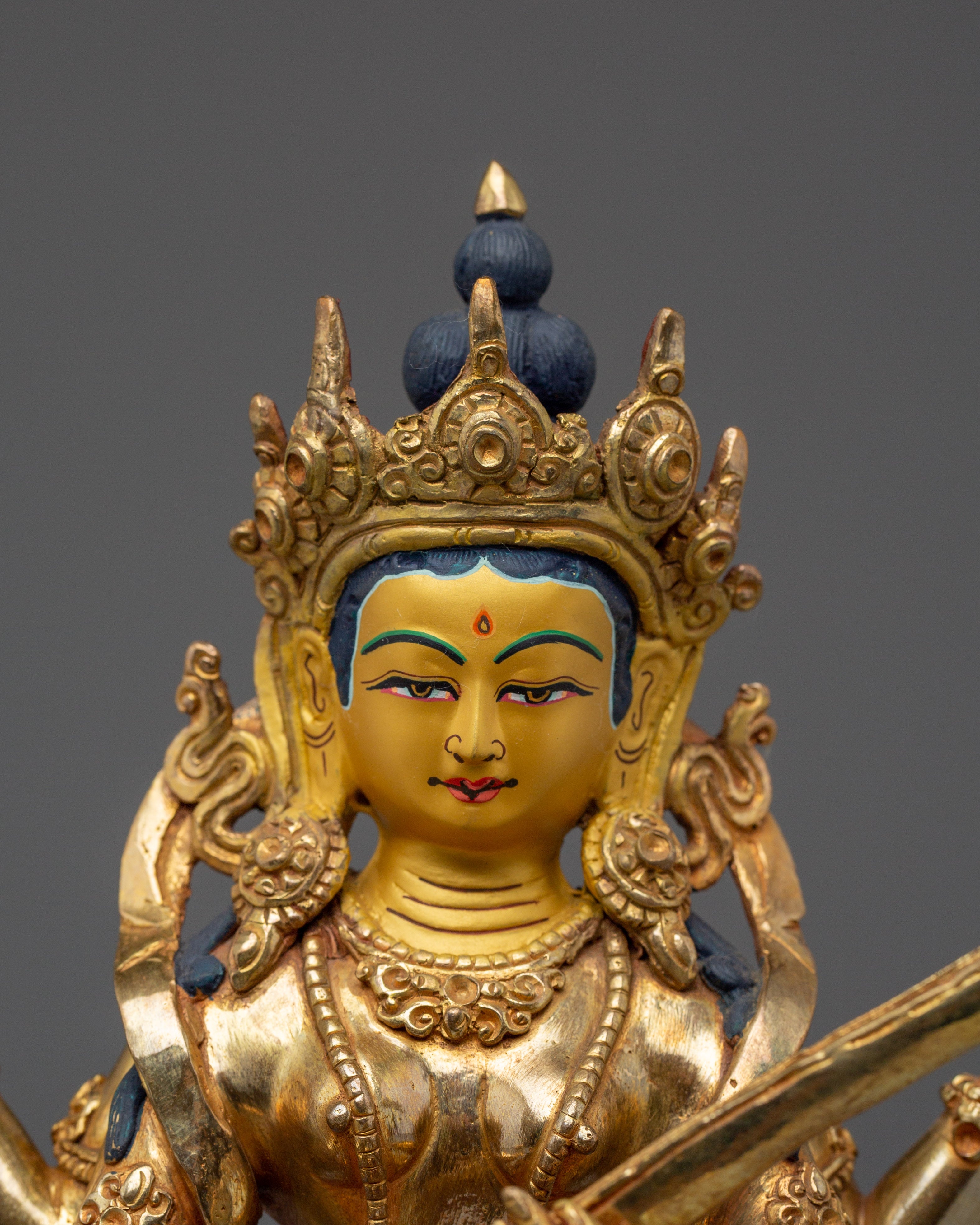 Saraswati Statue in 24K Gold-Gilded | Ideal for Altars, Meditation