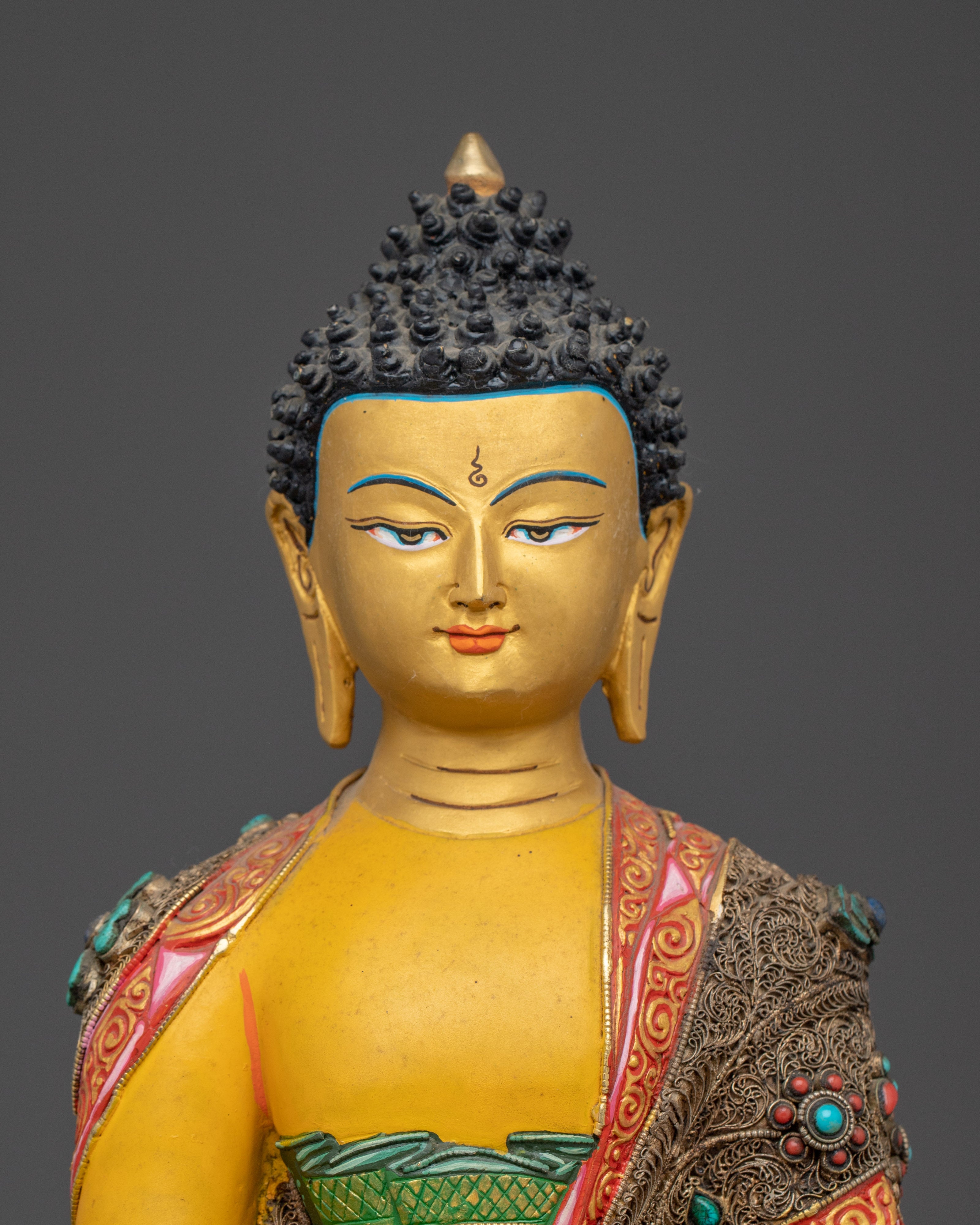 Golden Shakyamuni Buddha, Historical Buddha Artwork | Mindfulness and Wisdom Idol
