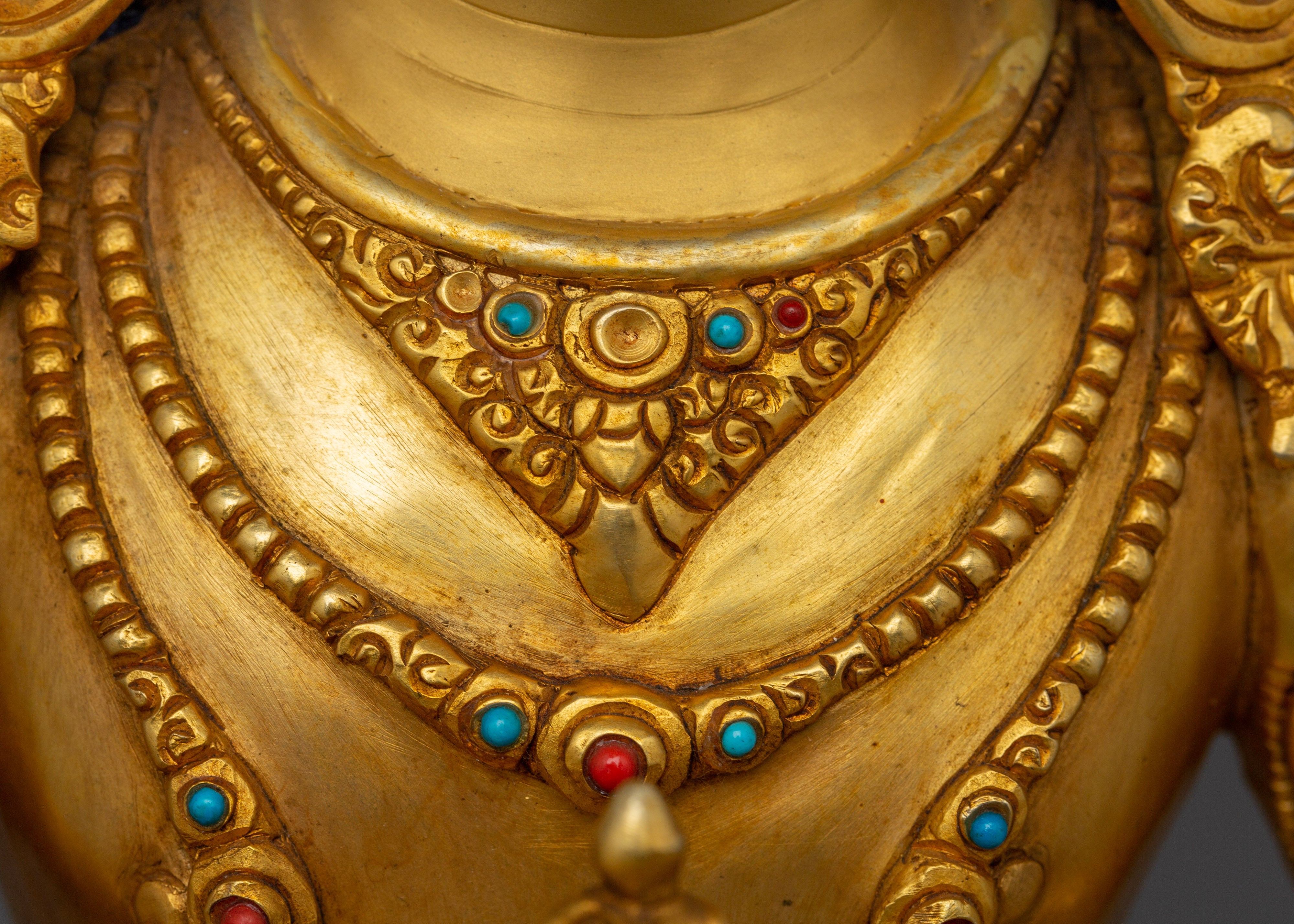 Copper Vajrasattva Statue with Gemstones | Tantric Deity of Purification & Wisdom