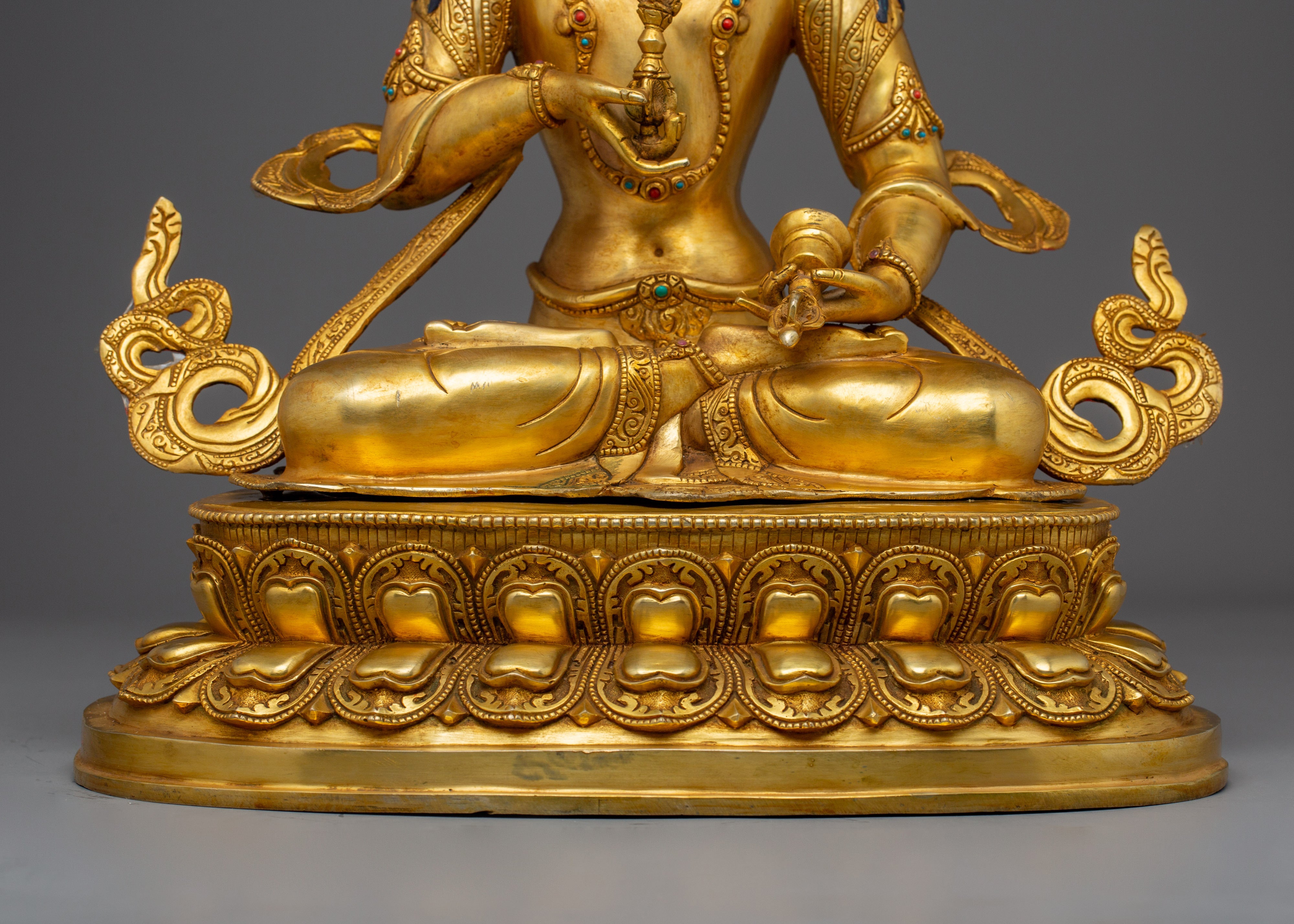 Copper Vajrasattva Statue with Gemstones | Tantric Deity of Purification & Wisdom