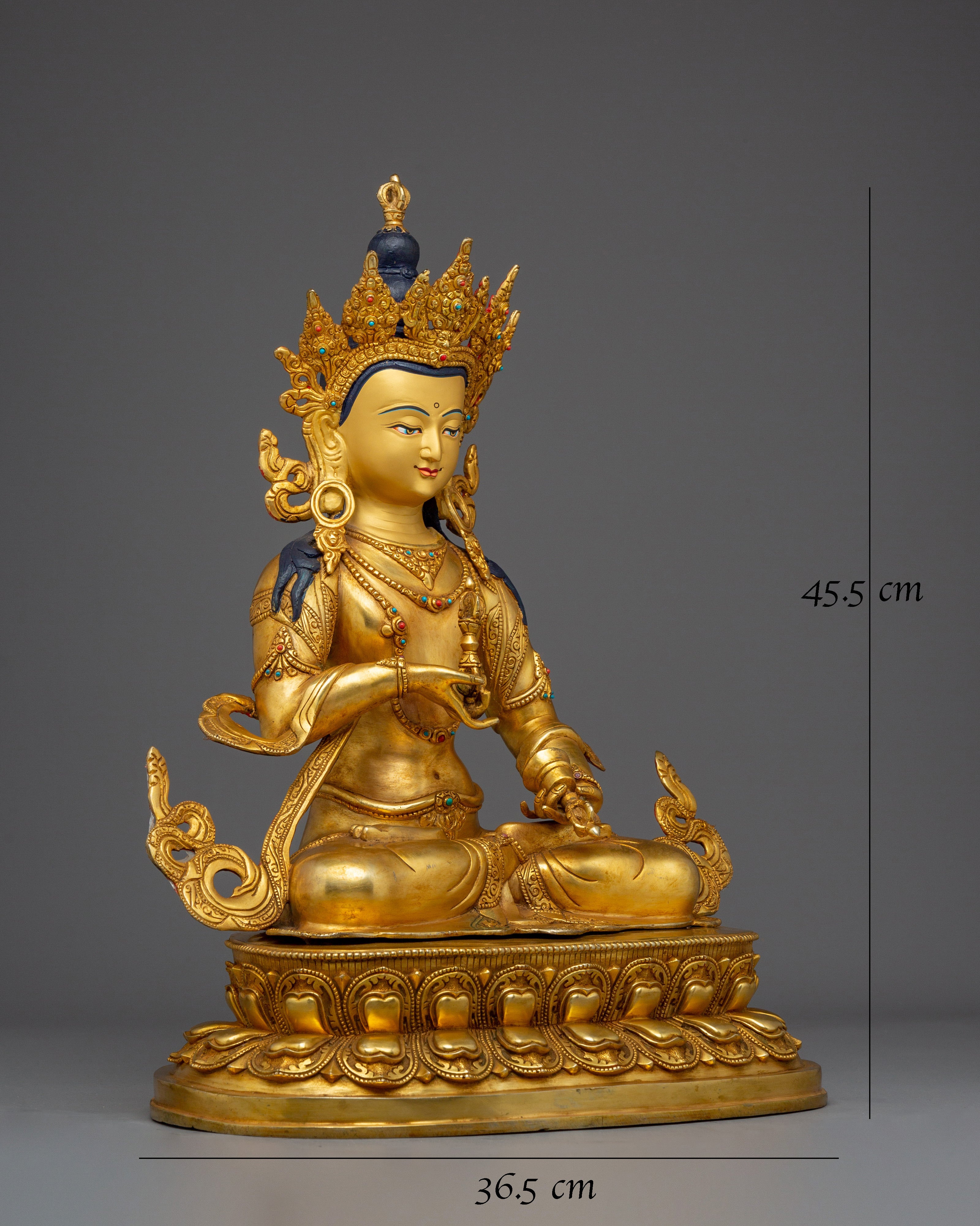 Copper Vajrasattva Statue with Gemstones