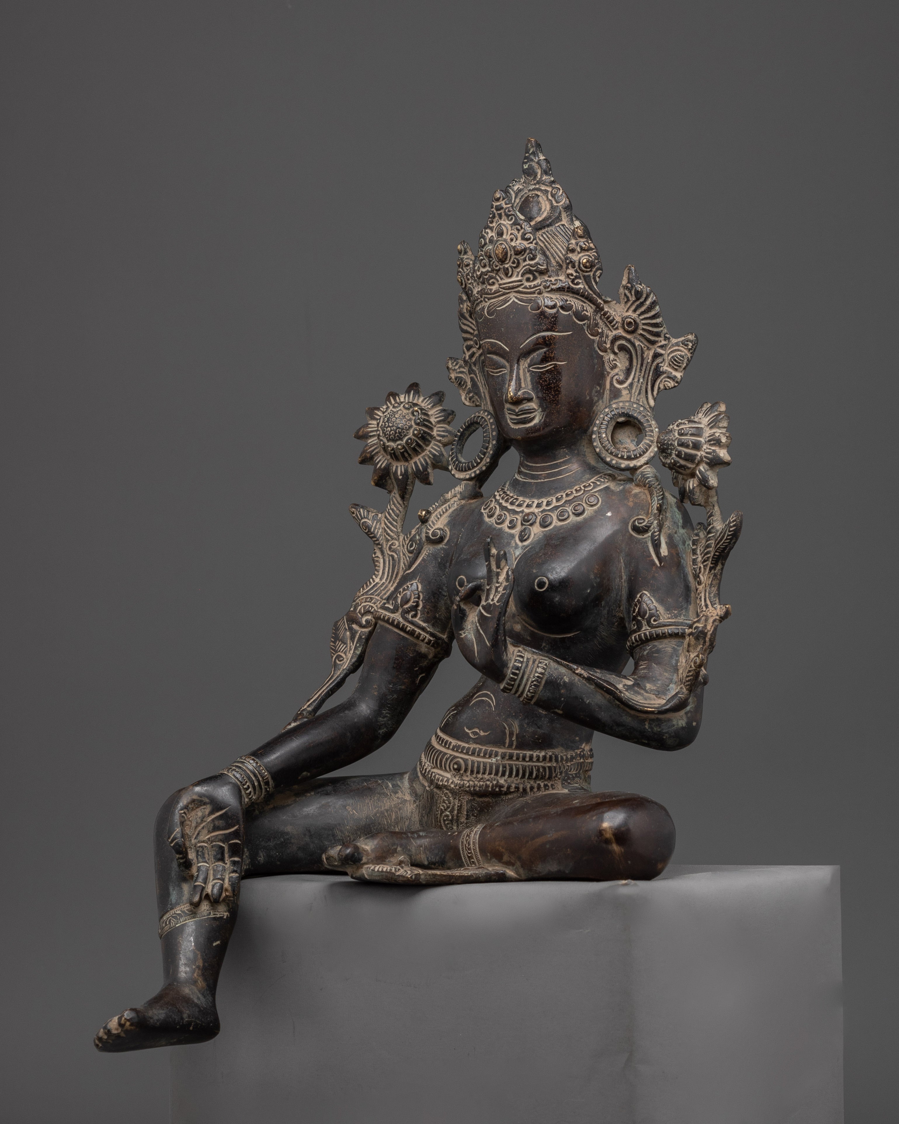 Female Compassion Deity Green Tara | Nepali Handcrafted Tibetan Art