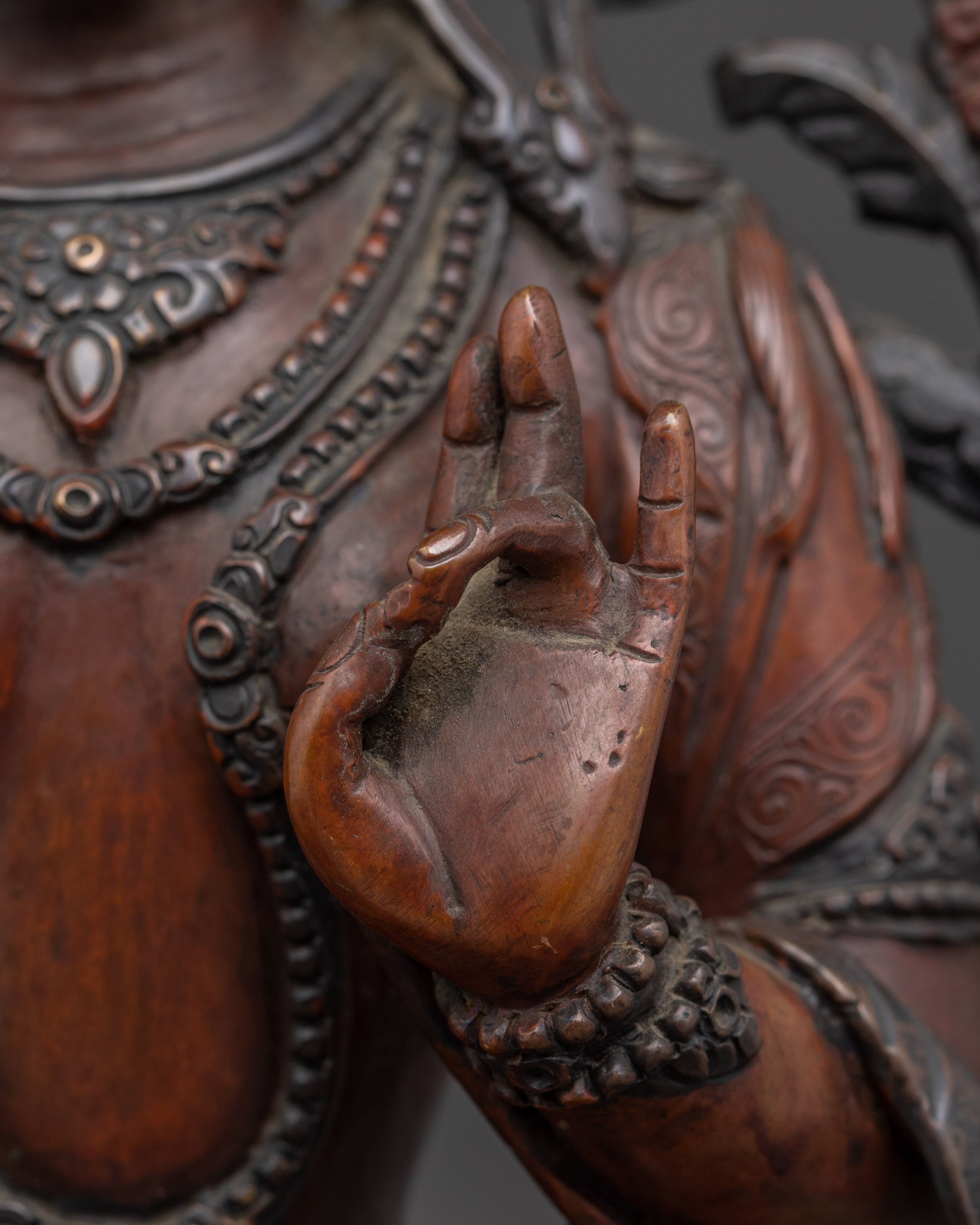 White Tara in Oxidized Copper | Sculpture of the Healing Mother Deity