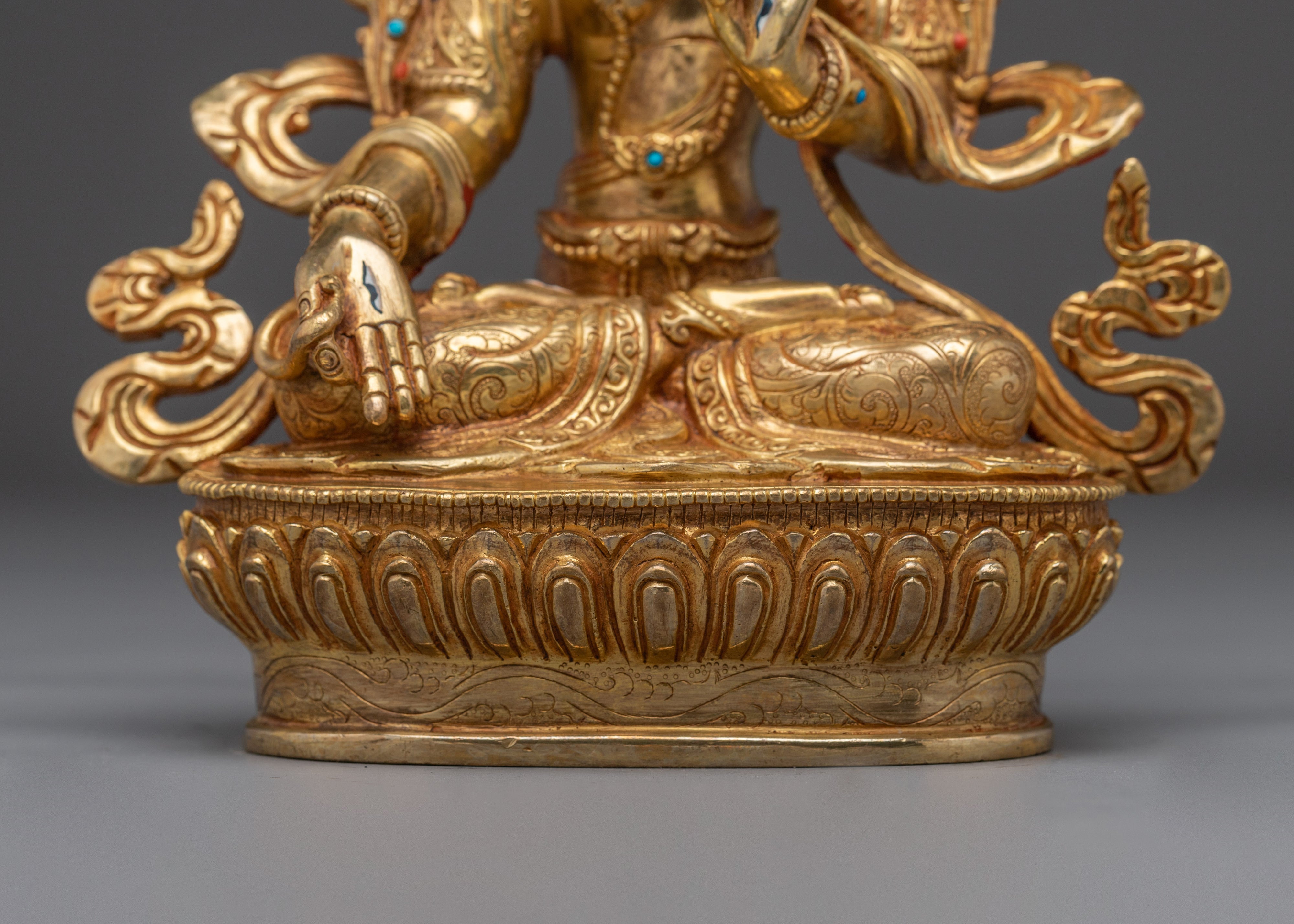 Golden Tibetan Revered Deity Sita Tara | Buddhist Healing Goddess Artwork
