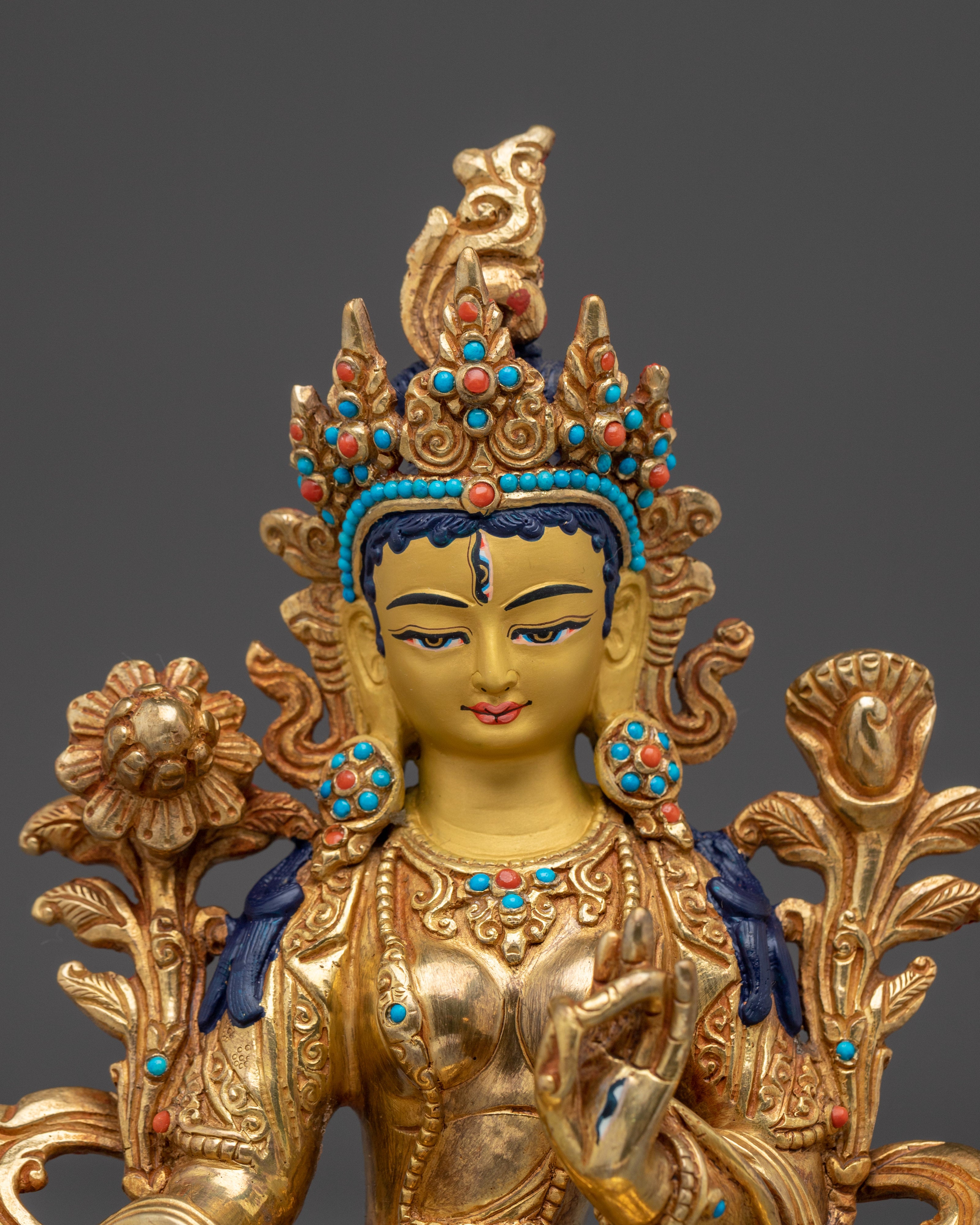 Golden Tibetan Revered Deity Sita Tara | Buddhist Healing Goddess Artwork