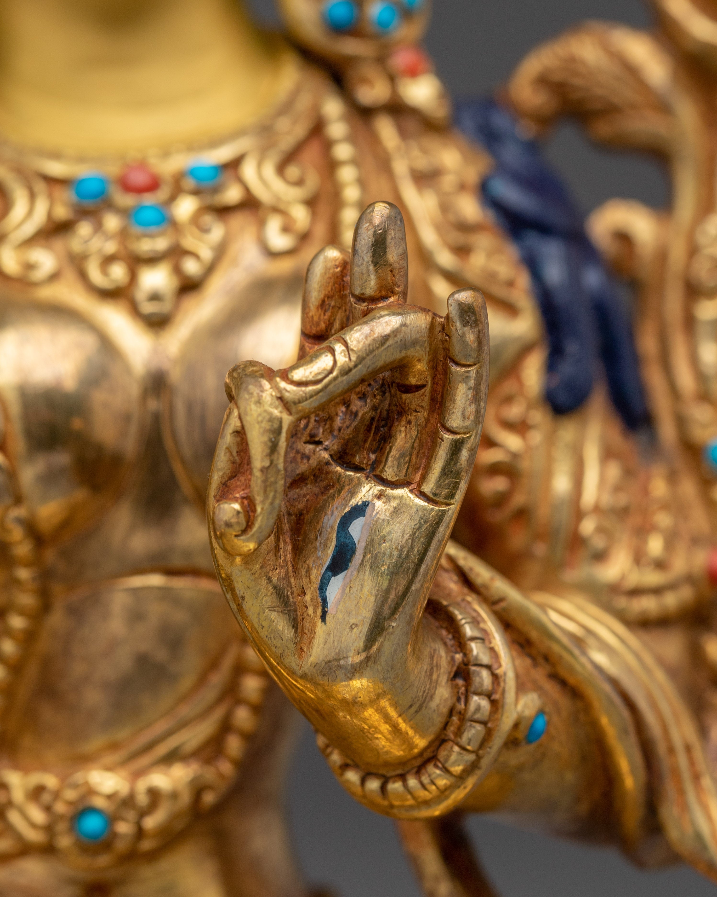 Golden Tibetan Revered Deity Sita Tara | Buddhist Healing Goddess Artwork