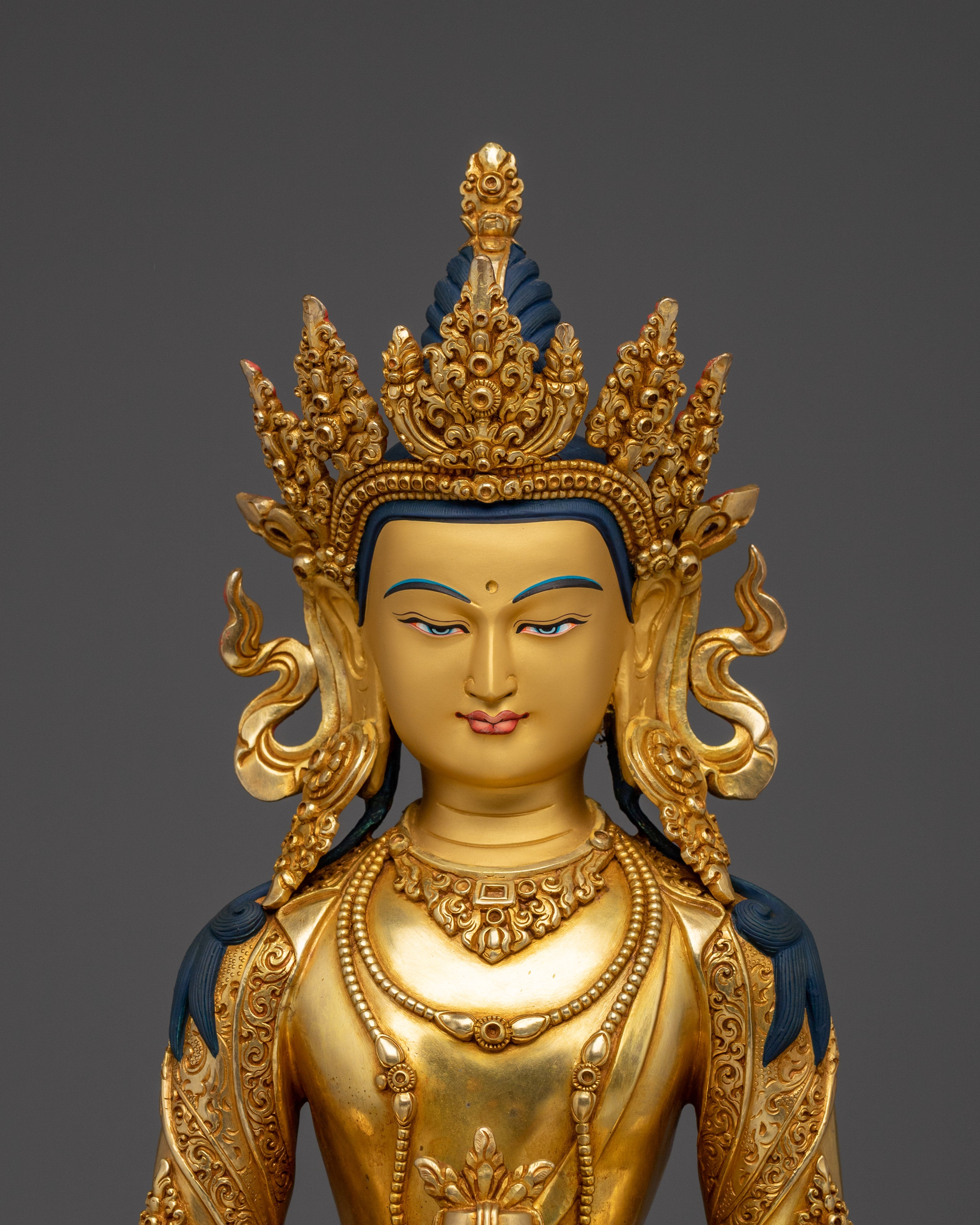 Golden Handmade Statue of Amitayus | Buddha of Long-life