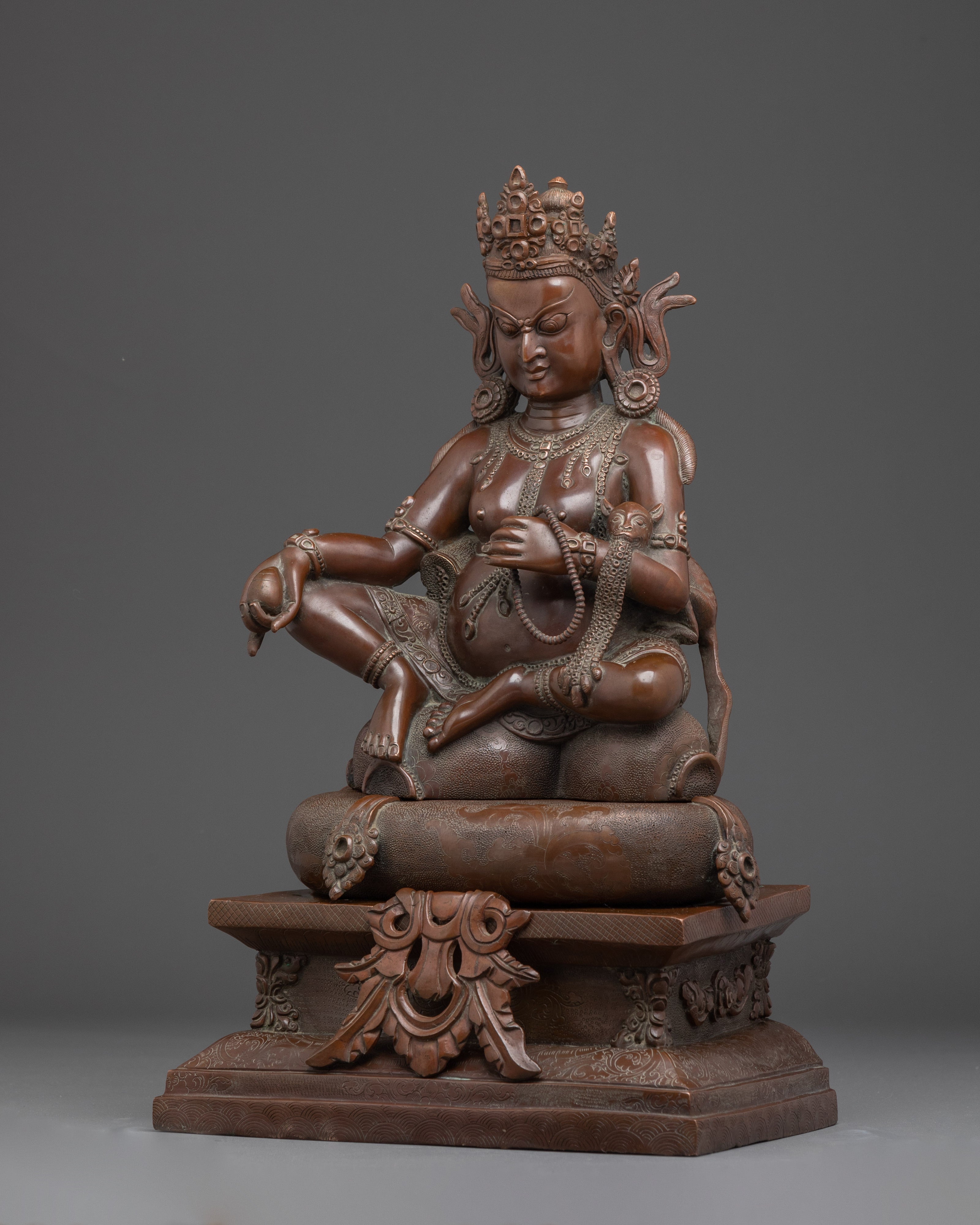 Oxidized Copper Dzambhala Statue | Buddhist Deity of Wealth