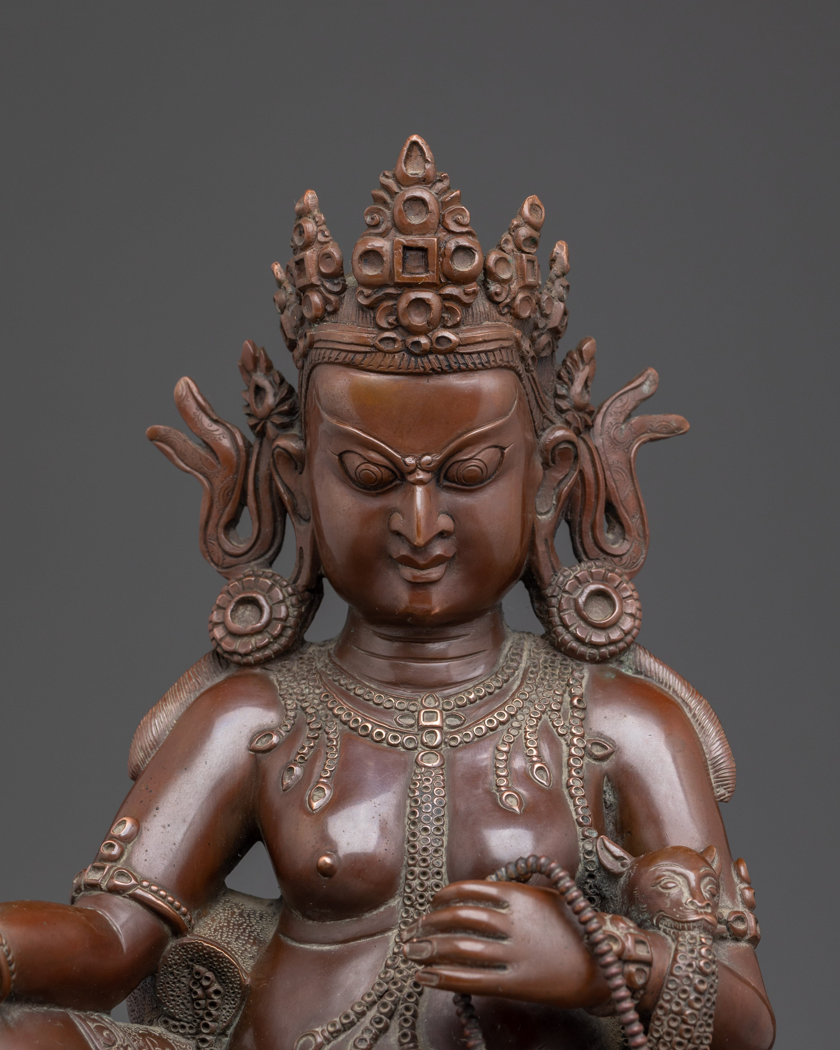 Oxidized Copper Dzambhala Statue | Buddhist Deity of Wealth