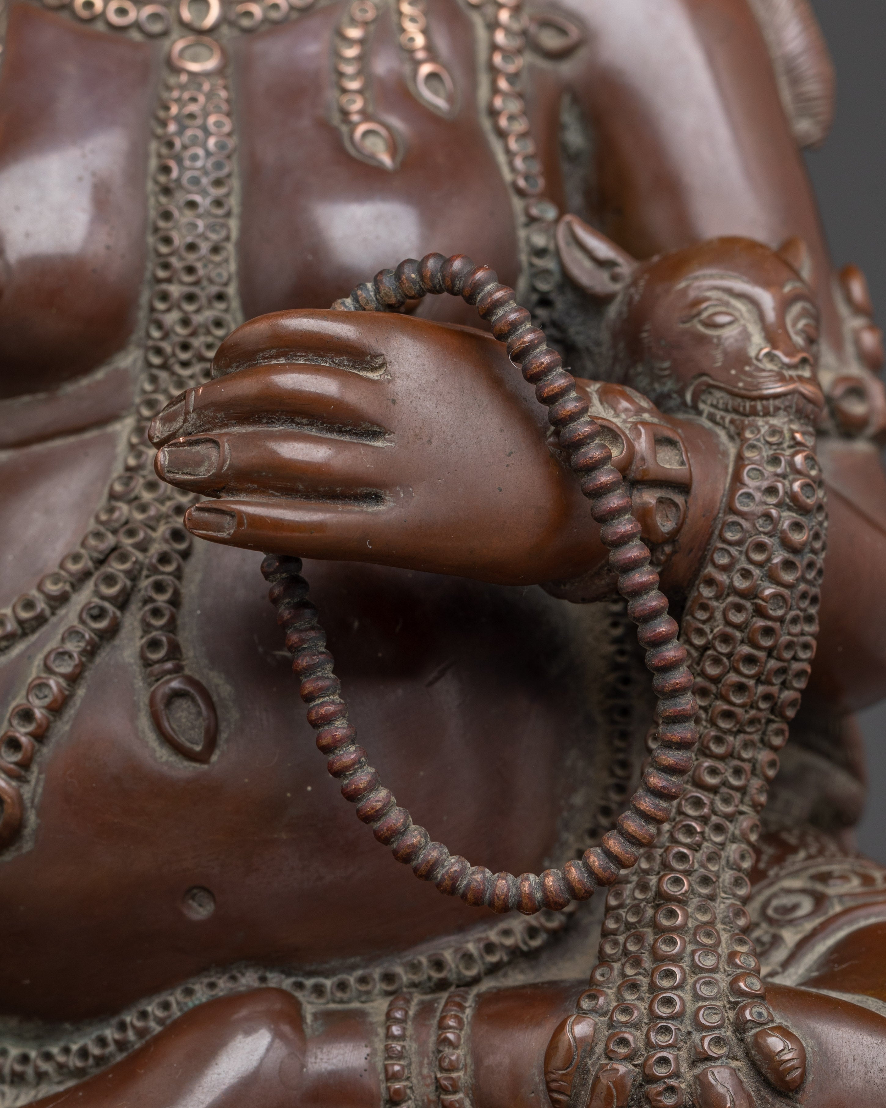 Oxidized Copper Dzambhala Statue | Buddhist Deity of Wealth