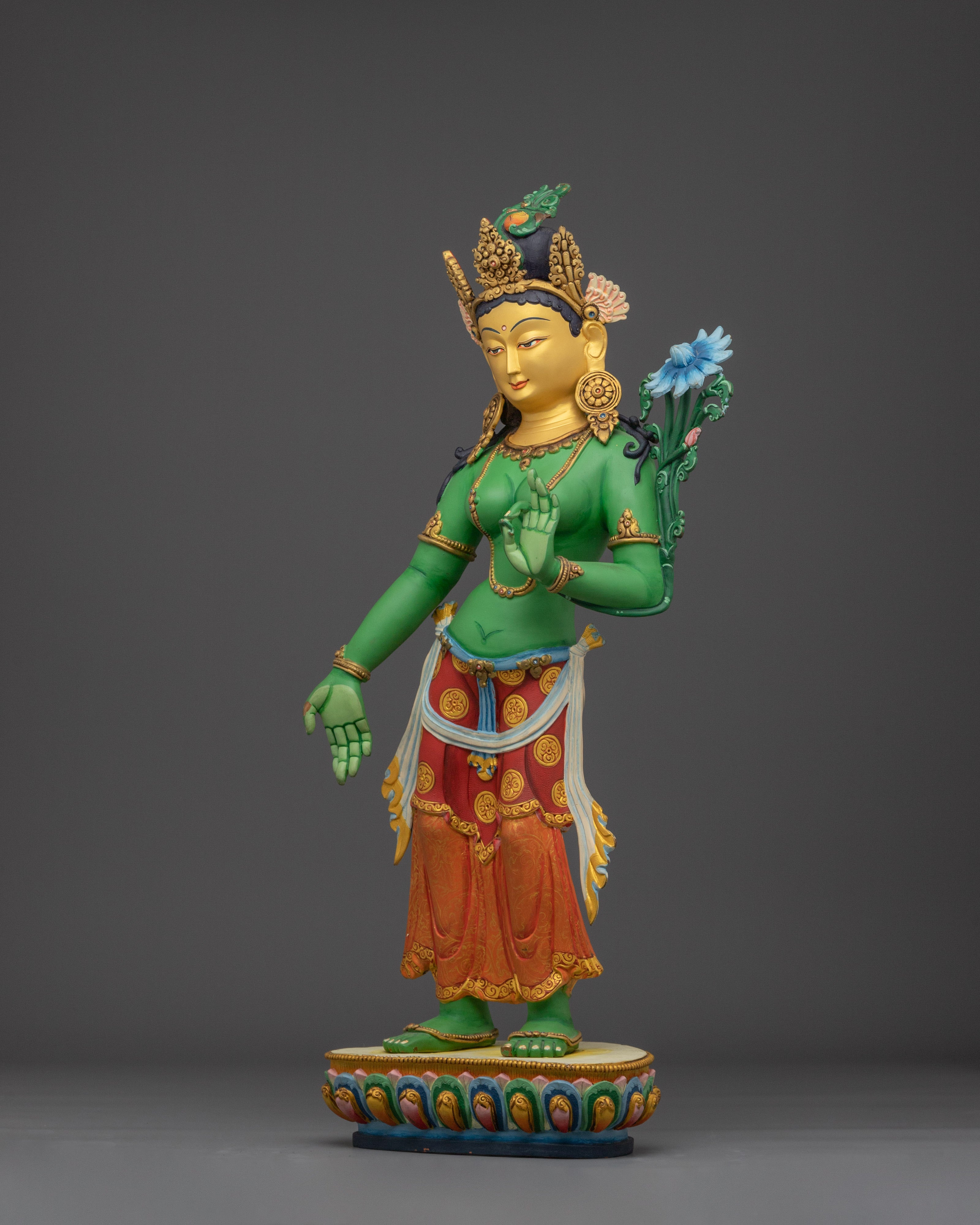 Standing Green Tara Statue | Feminine Peaceful Deity