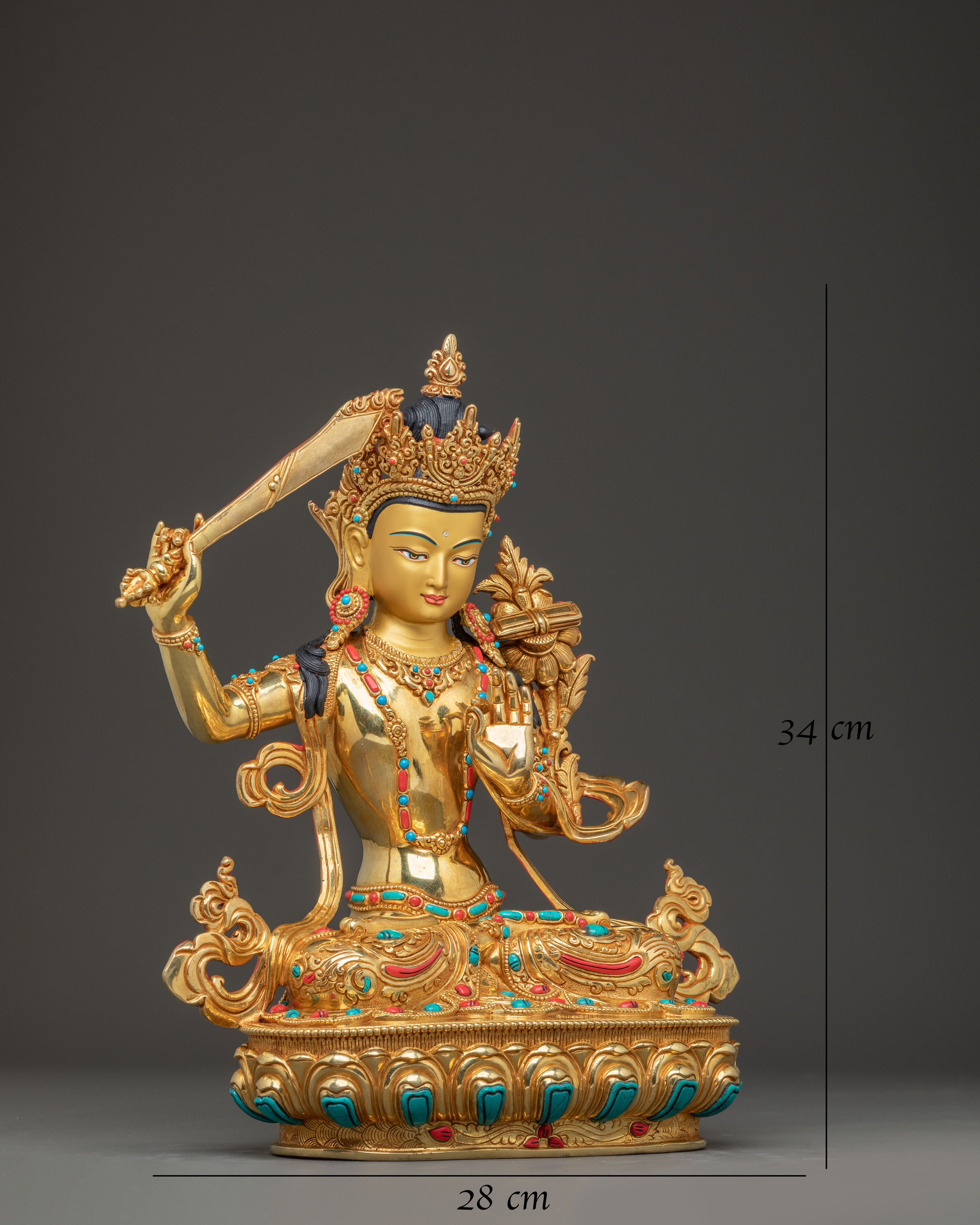 Handcrafted Nepalese-Crafted Manjushri Statue
