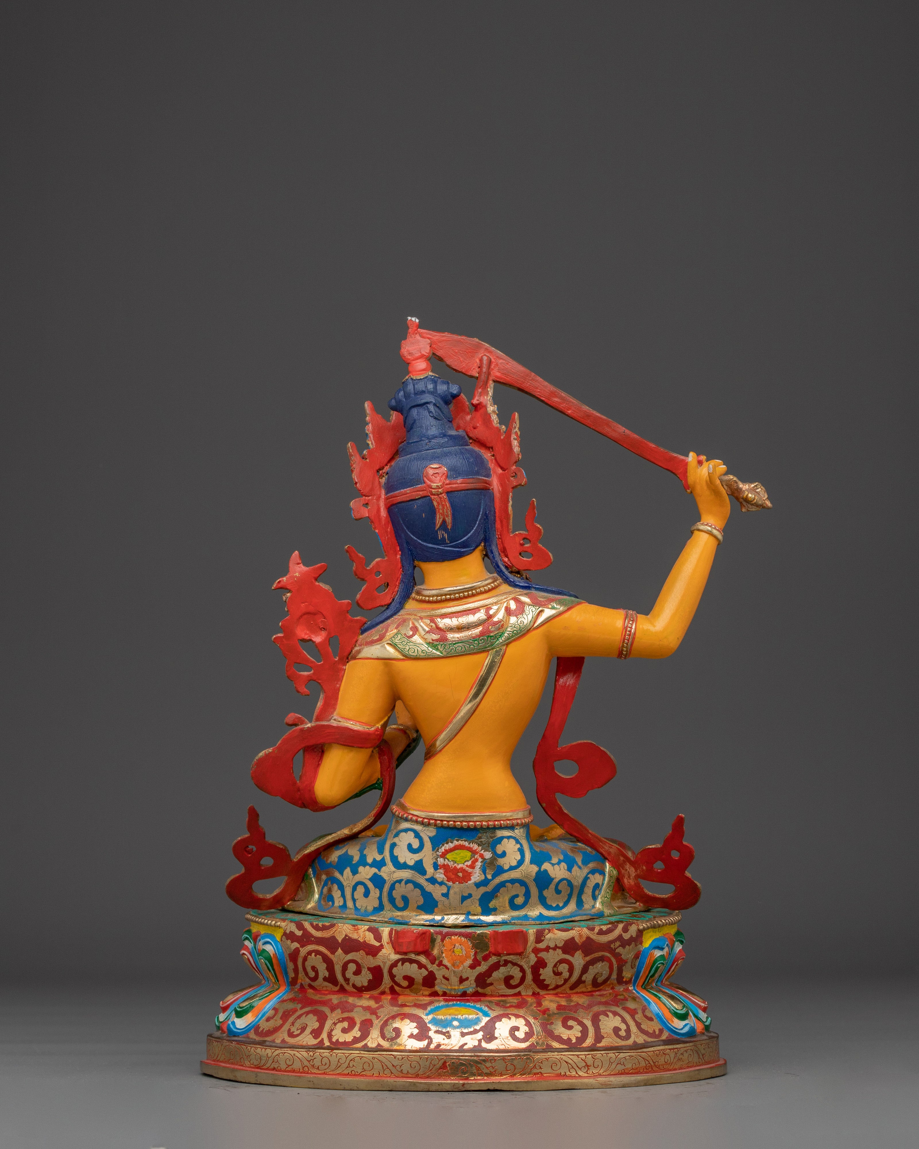 Manjushri Statue with Copper Body | Buddhist Altar, Meditation, or Shrine Decor