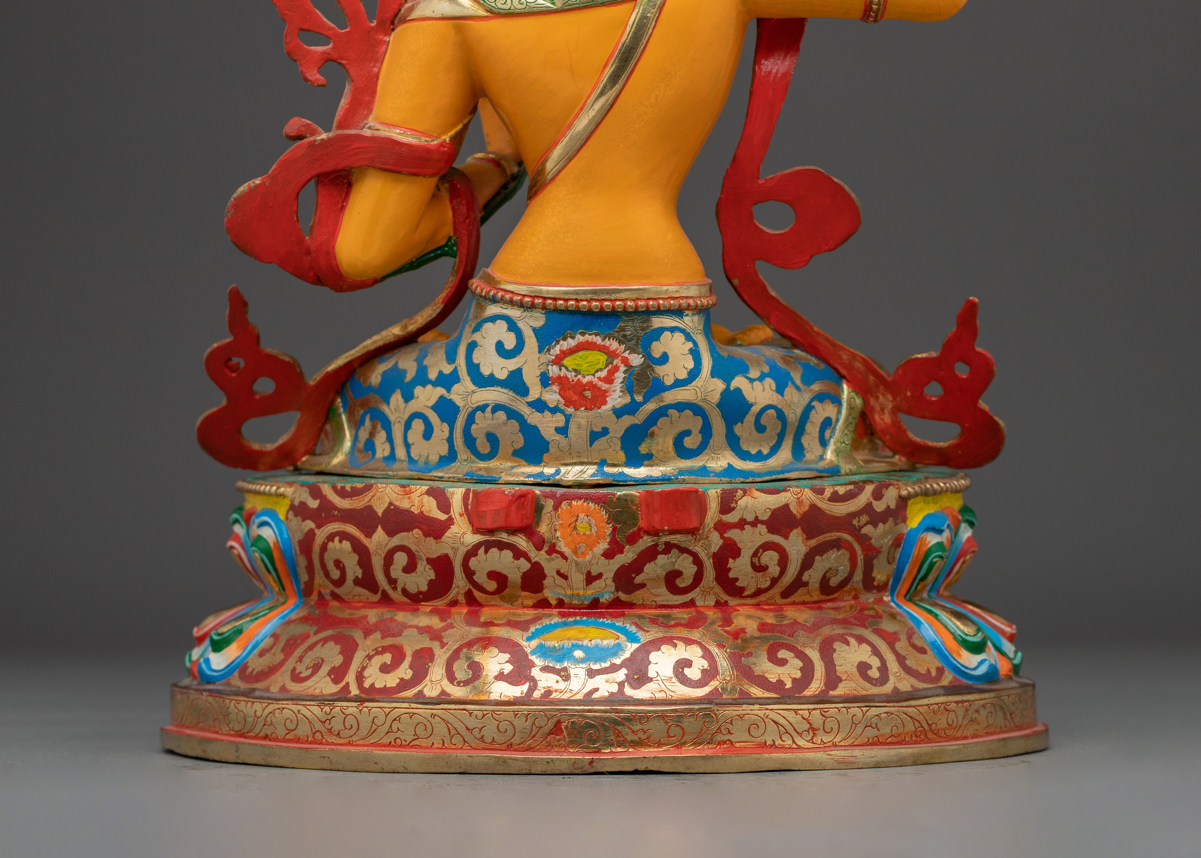 Manjushri Statue with Copper Body | Buddhist Altar, Meditation, or Shrine Decor