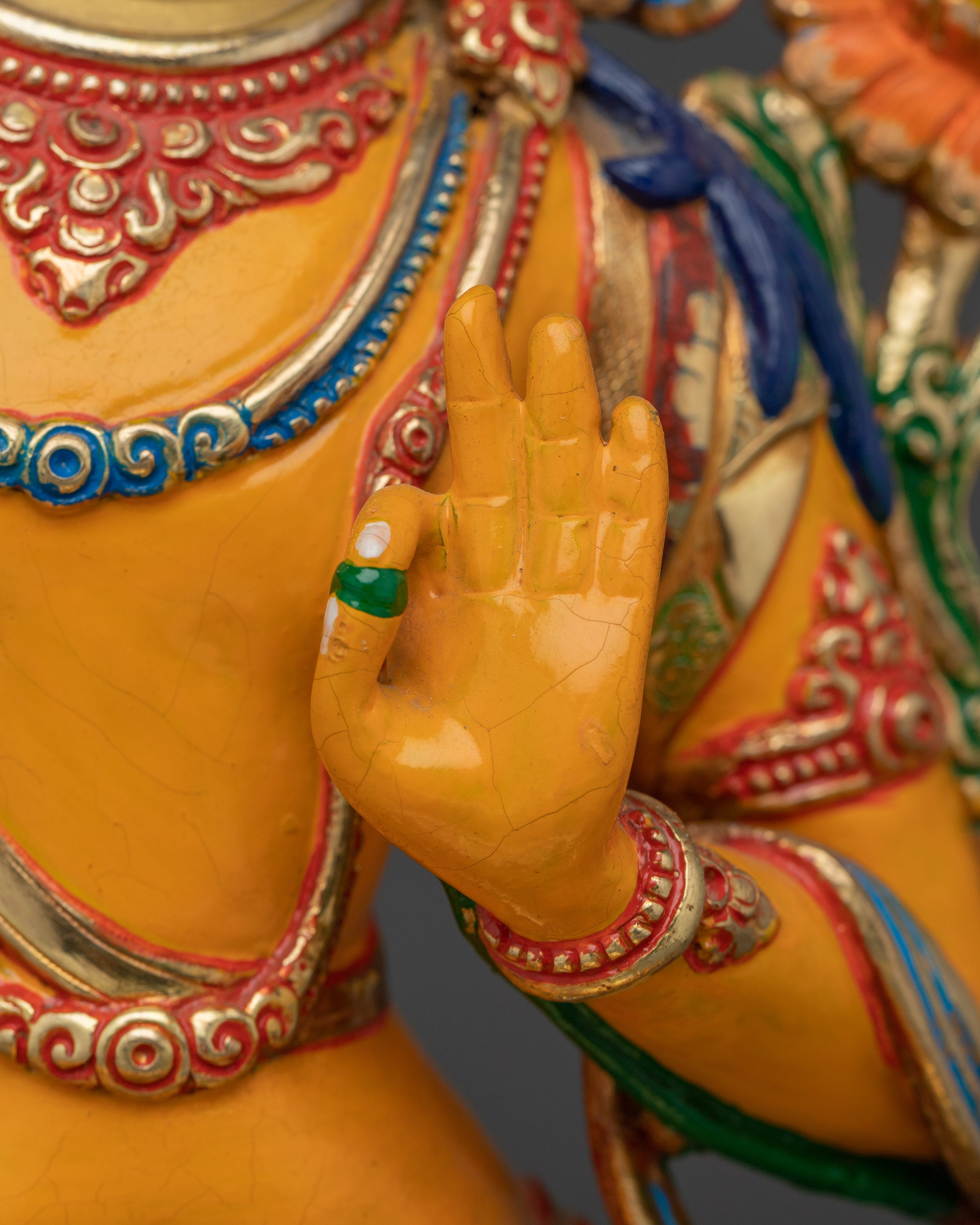 Manjushri Statue with Copper Body | Buddhist Altar, Meditation, or Shrine Decor