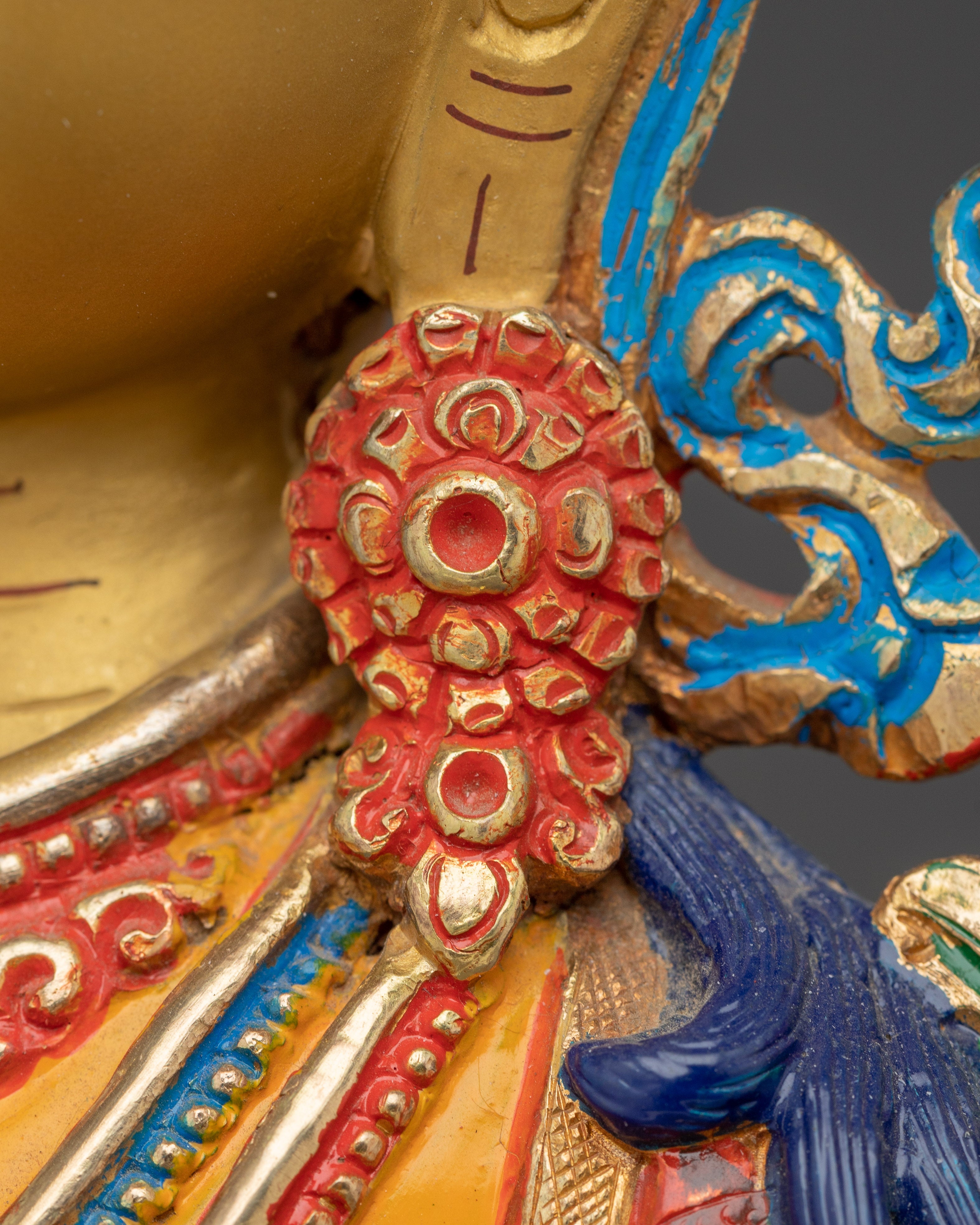 Manjushri Statue with Copper Body | Buddhist Altar, Meditation, or Shrine Decor