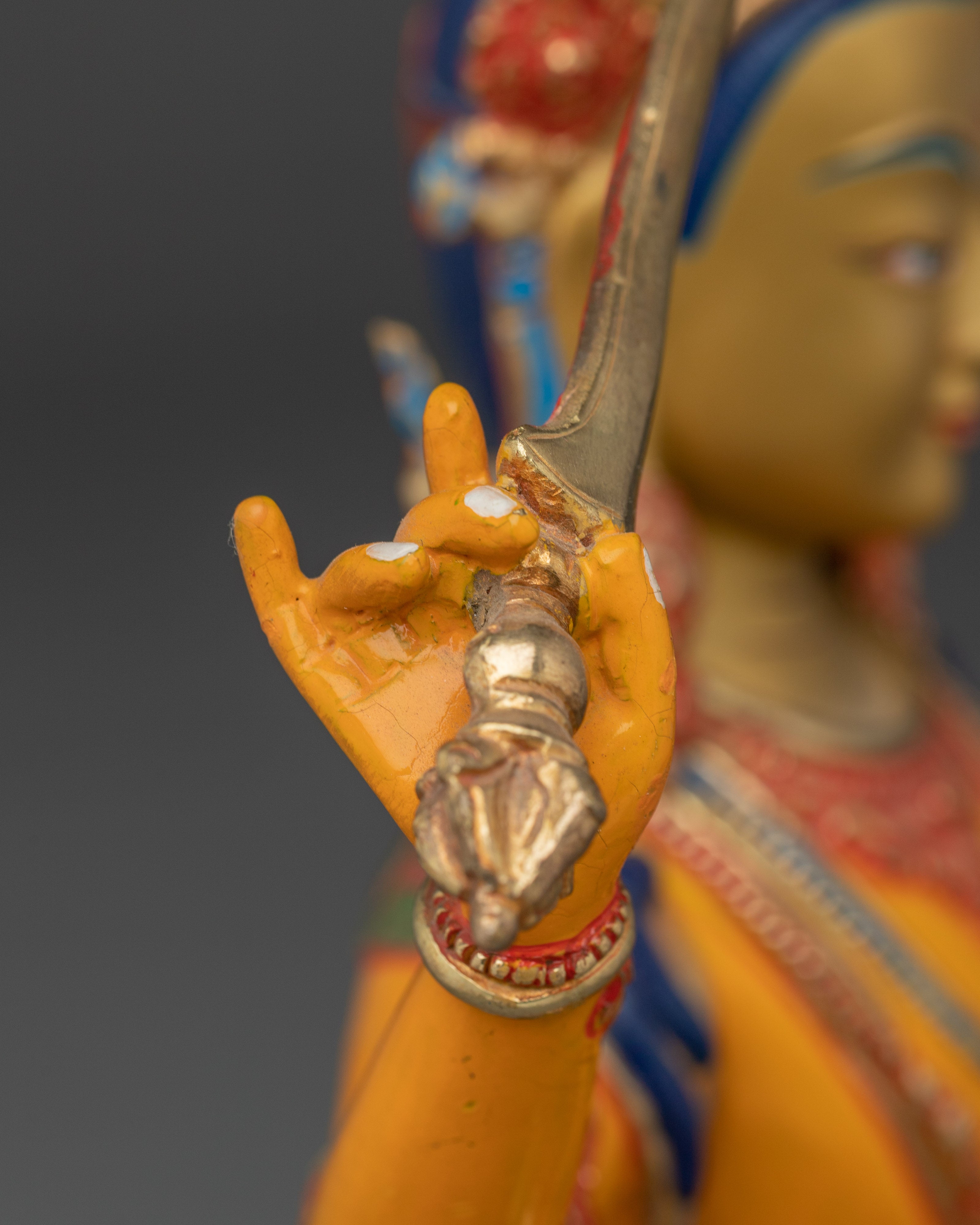 Manjushri Statue with Copper Body | Buddhist Altar, Meditation, or Shrine Decor