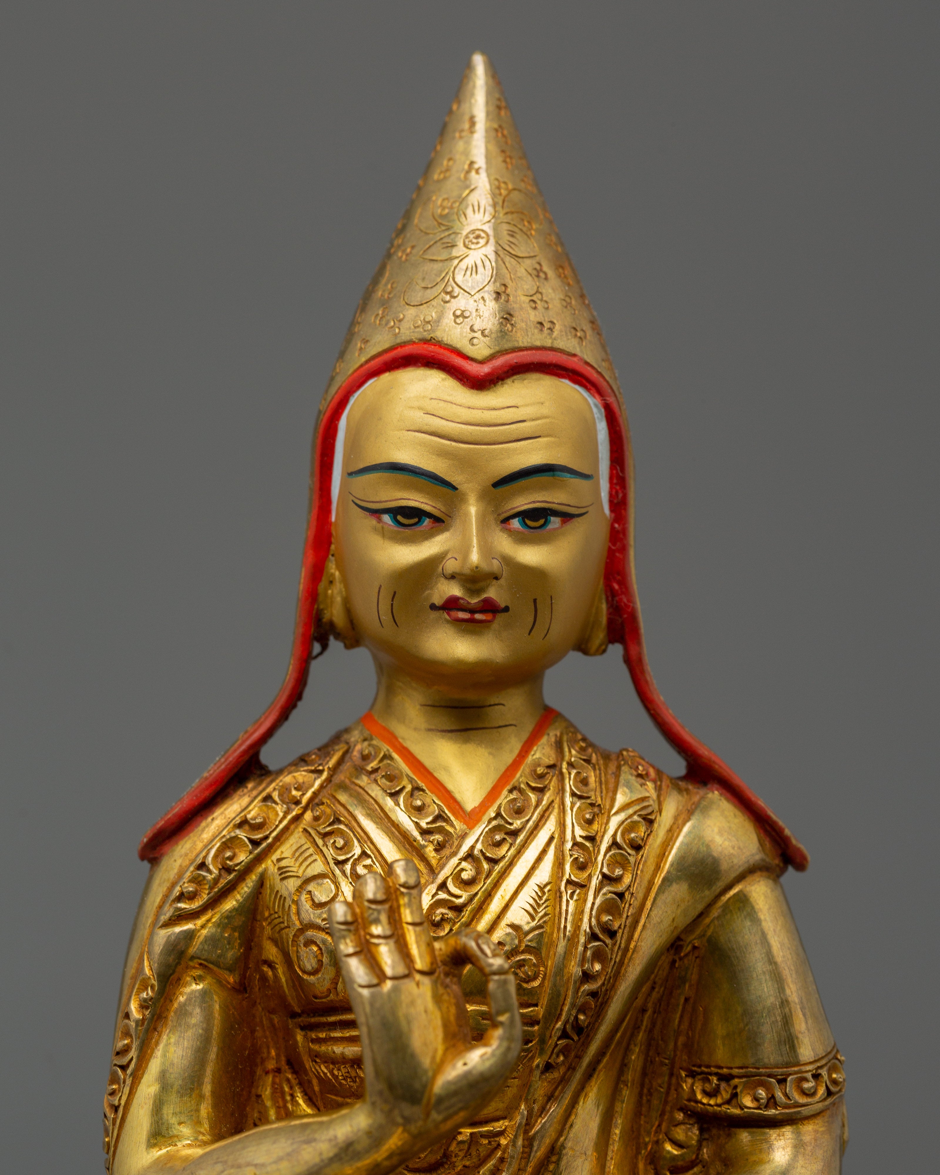 Handcrafted Tsongkhapa Set Statue | Spiritual Enlightenment and Meditation