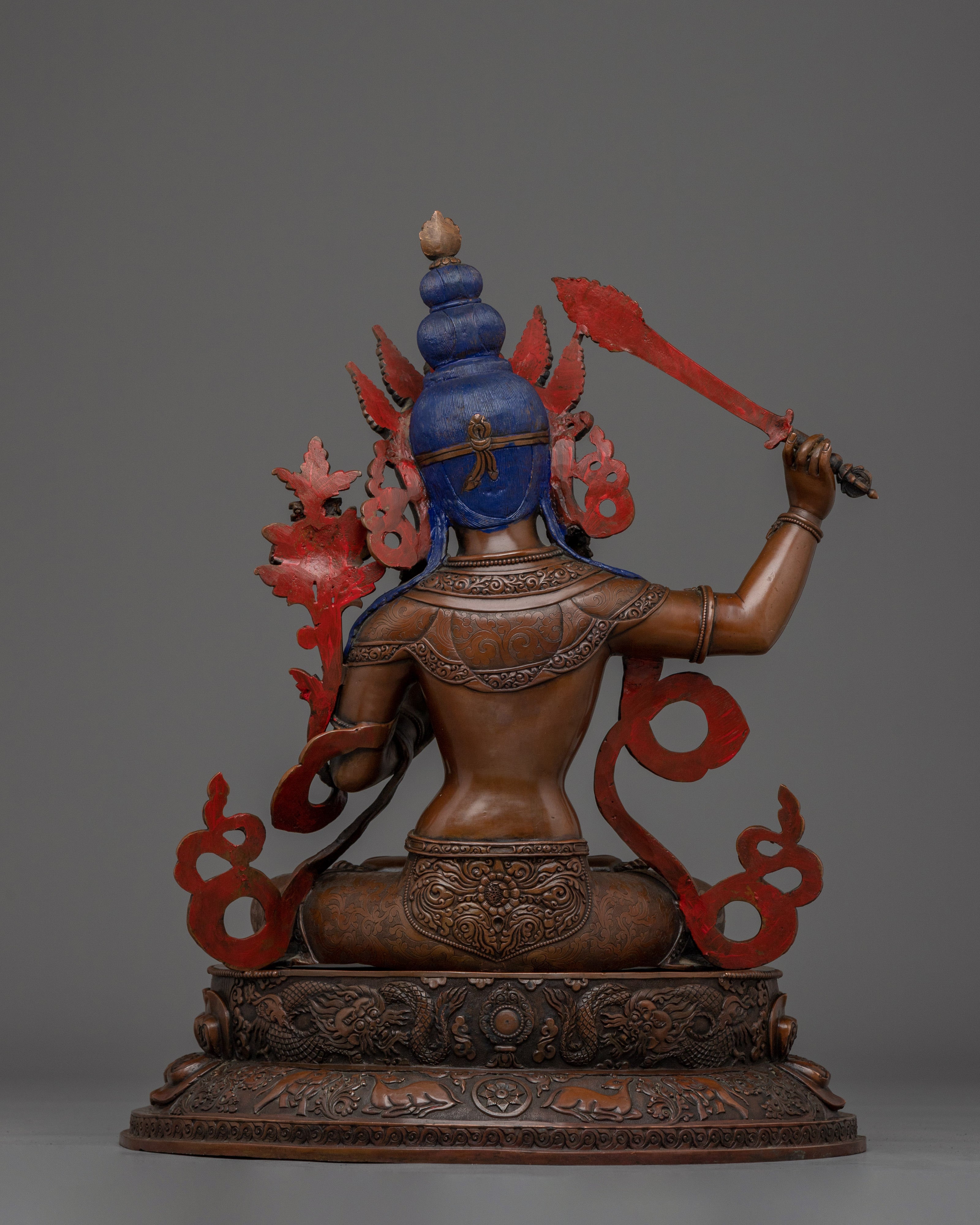 Manjushri Oxidized Copper Wisdom Deity with Sword | Ideal for Altars