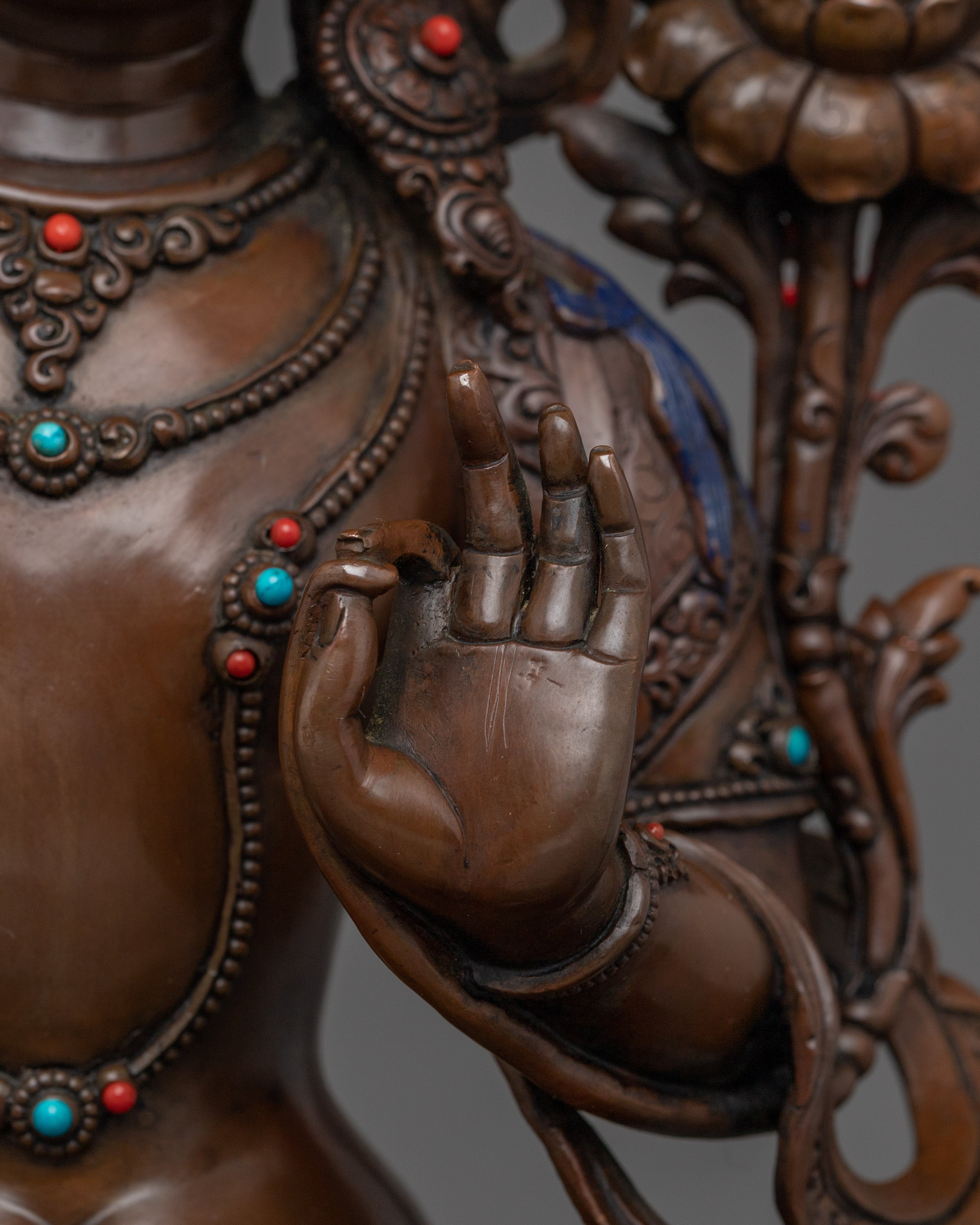 Manjushri Oxidized Copper Wisdom Deity with Sword | Ideal for Altars