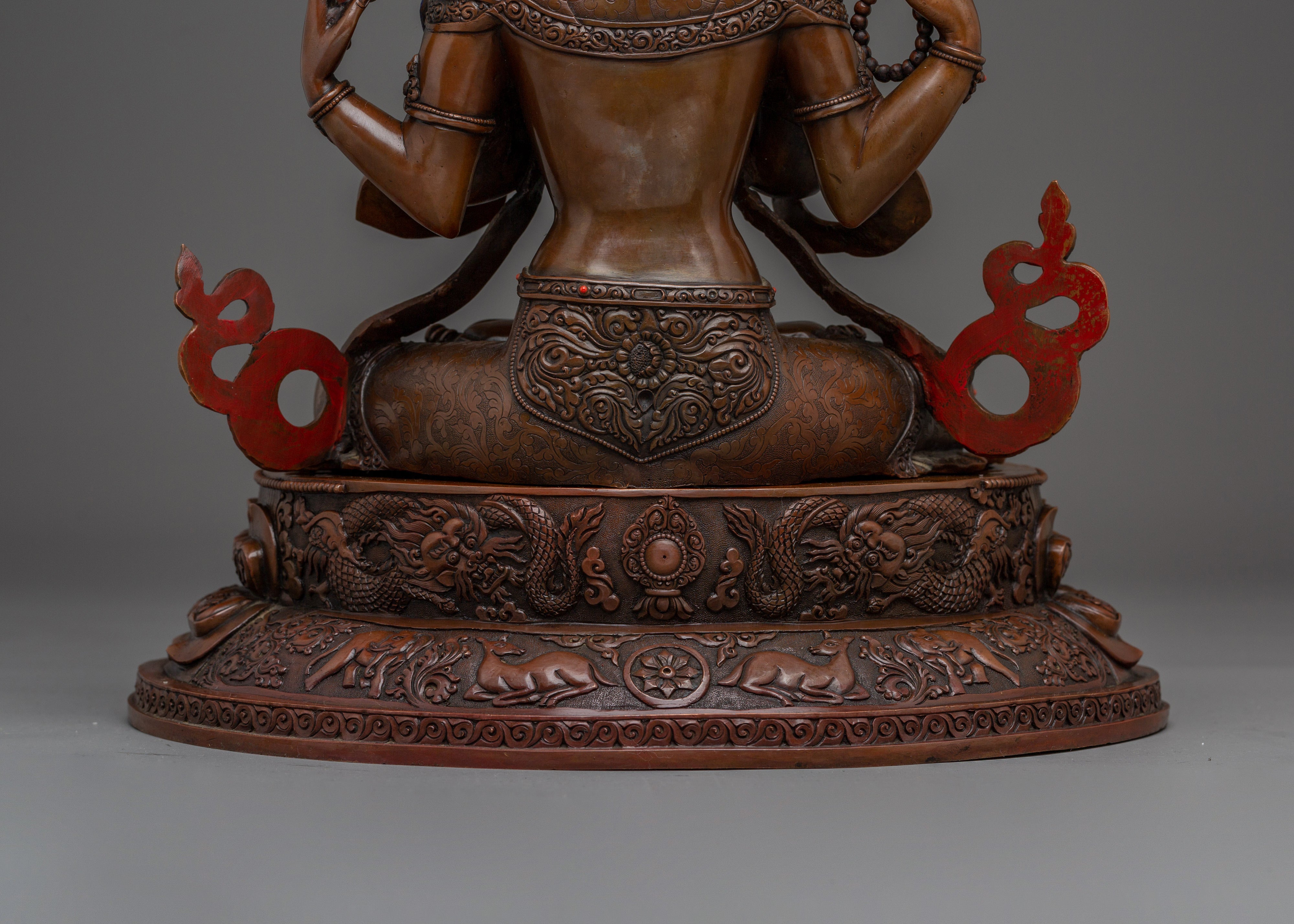 Chenrezig Artwork with Oxidized Copper | Tibetan Bodhisattva of Compassion