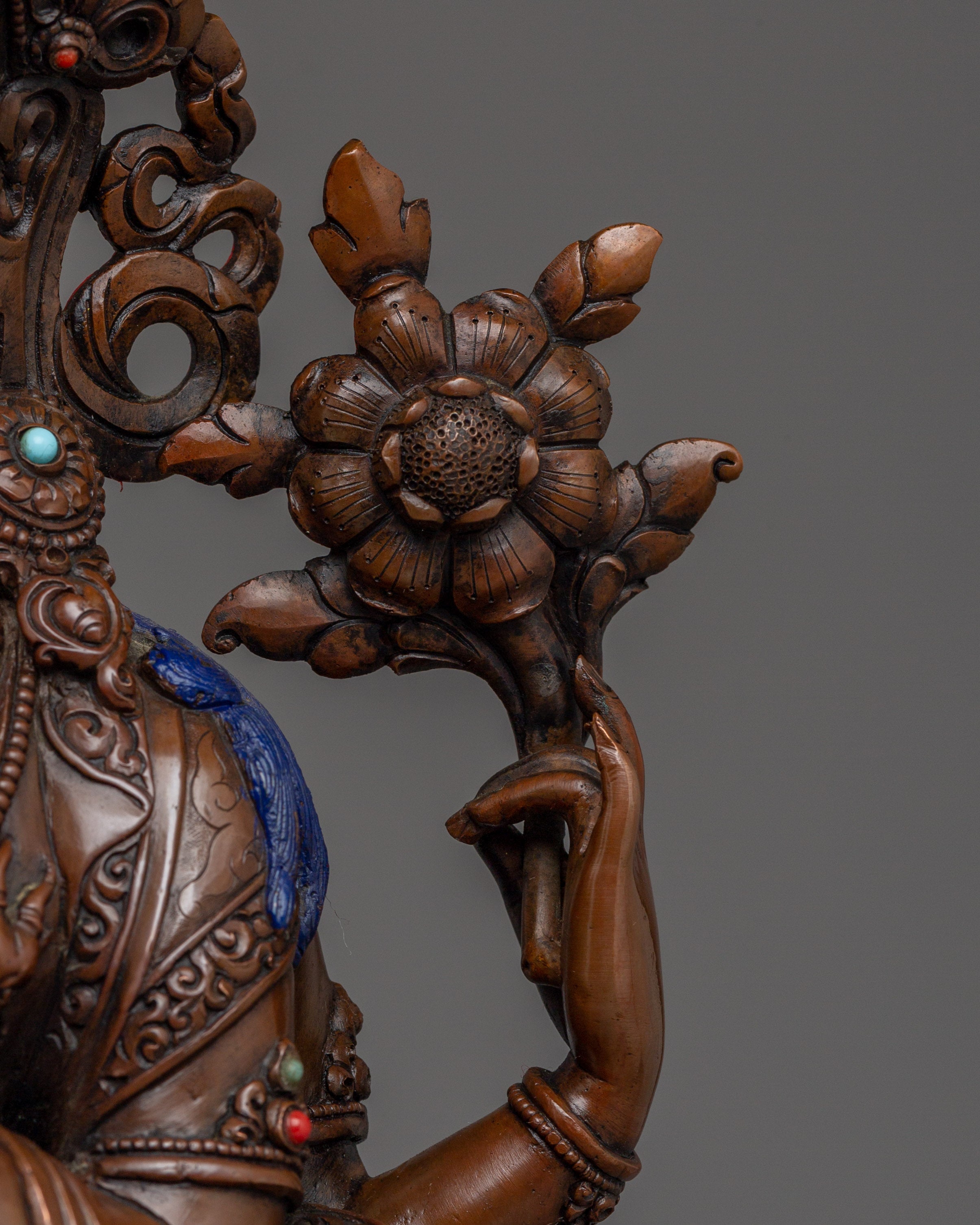 Chenrezig Artwork with Oxidized Copper | Tibetan Bodhisattva of Compassion