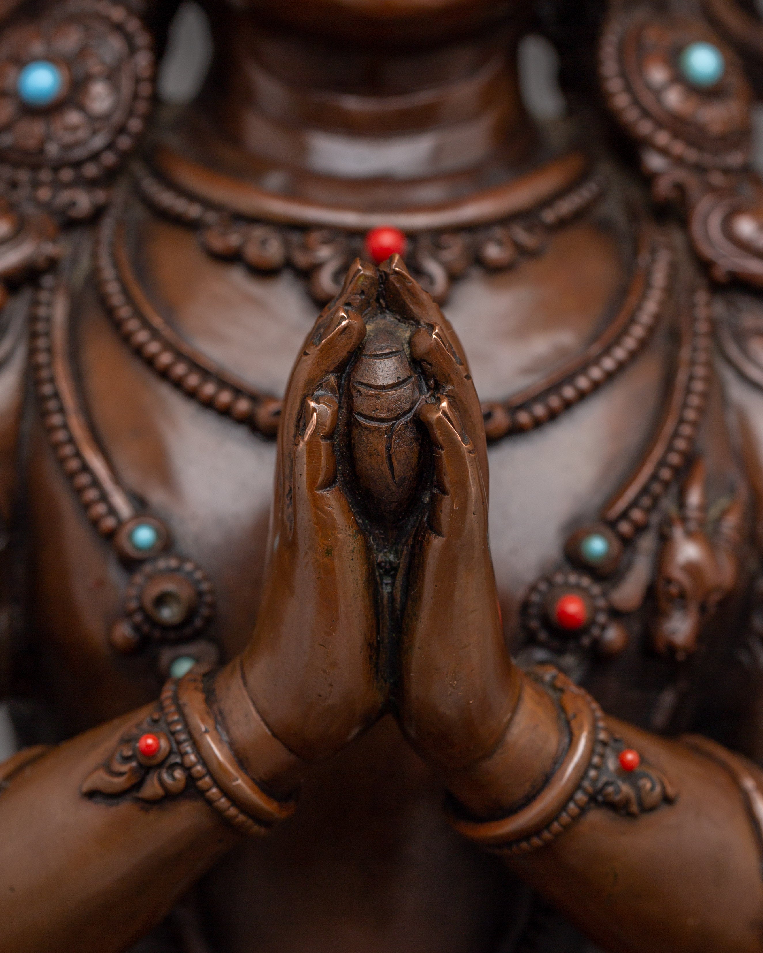 Chenrezig Artwork with Oxidized Copper | Tibetan Bodhisattva of Compassion