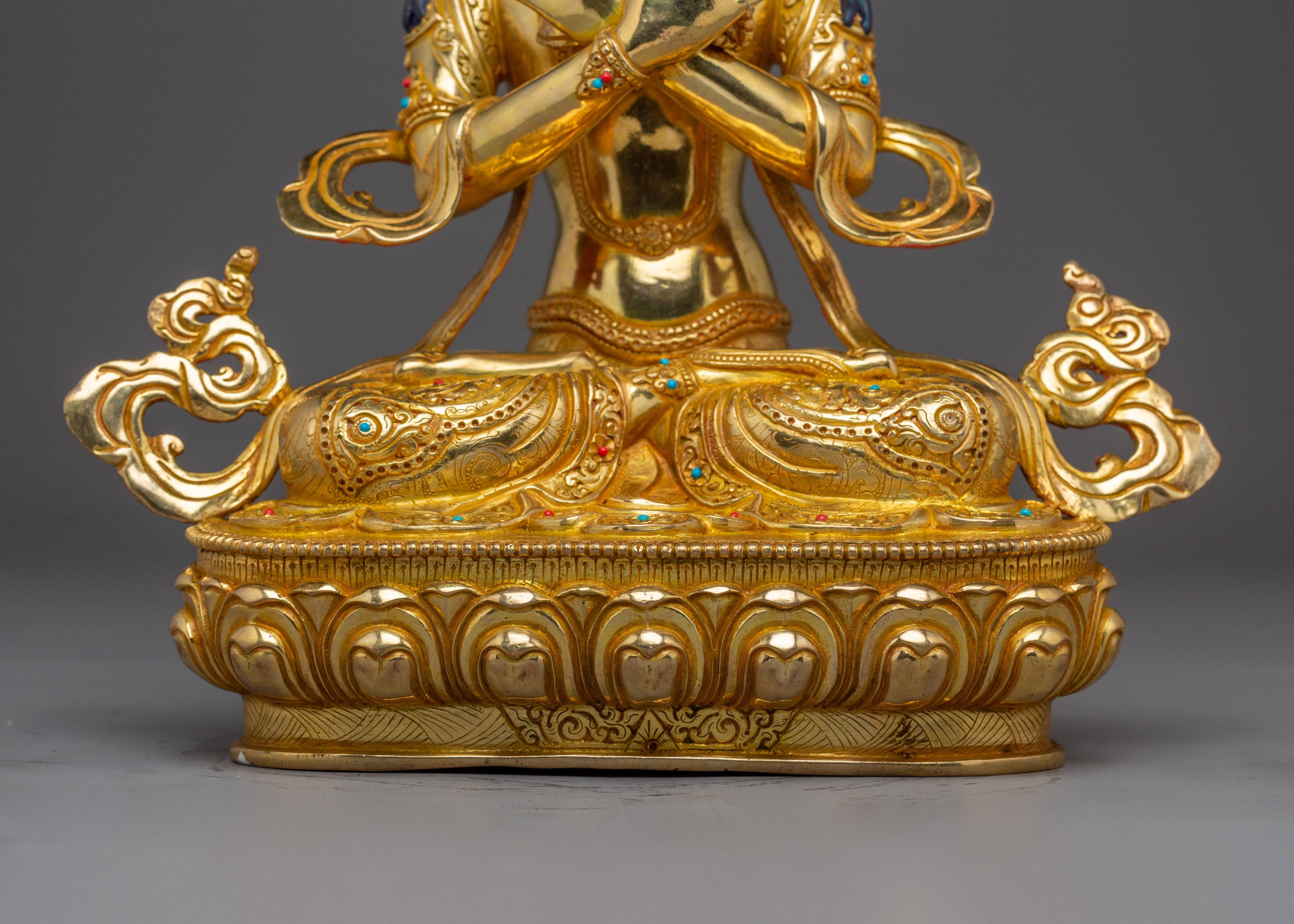 Vajradhara Statue for Spiritual Enlightenment | Gold Gilded Copper with Gemstone