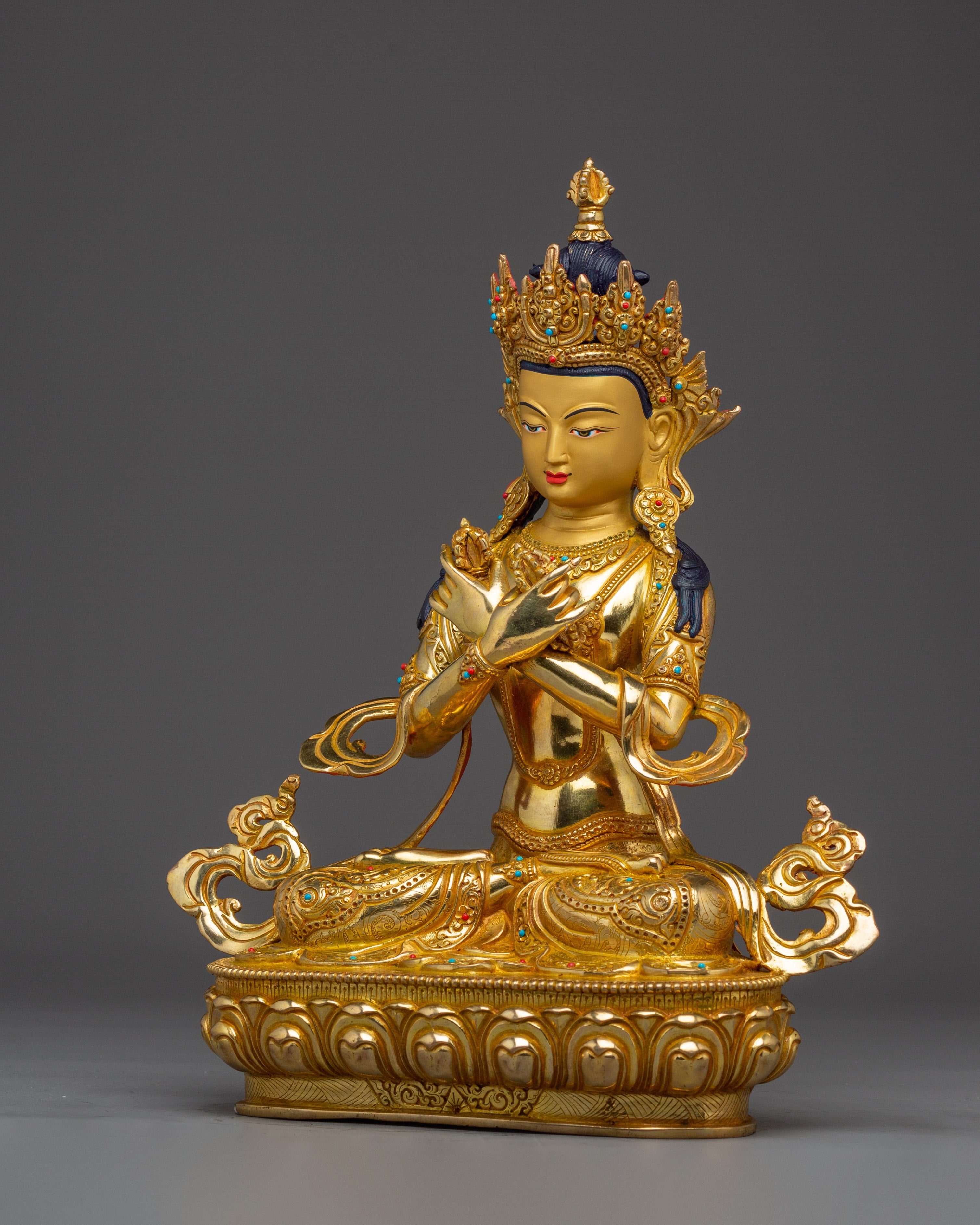 Vajradhara Statue for Spiritual Enlightenment | Gold Gilded Copper with Gemstone