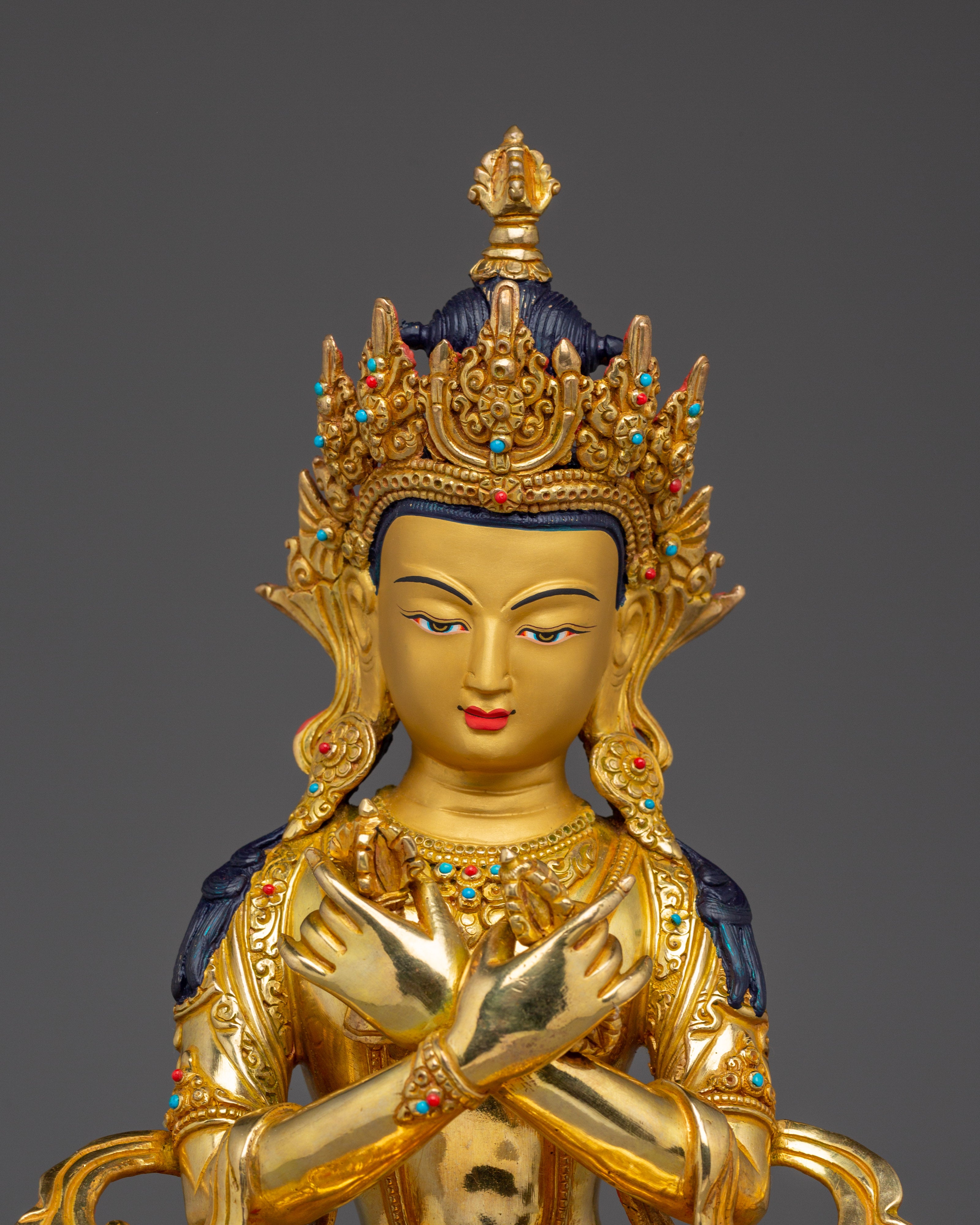 Vajradhara Statue for Spiritual Enlightenment | Gold Gilded Copper with Gemstone
