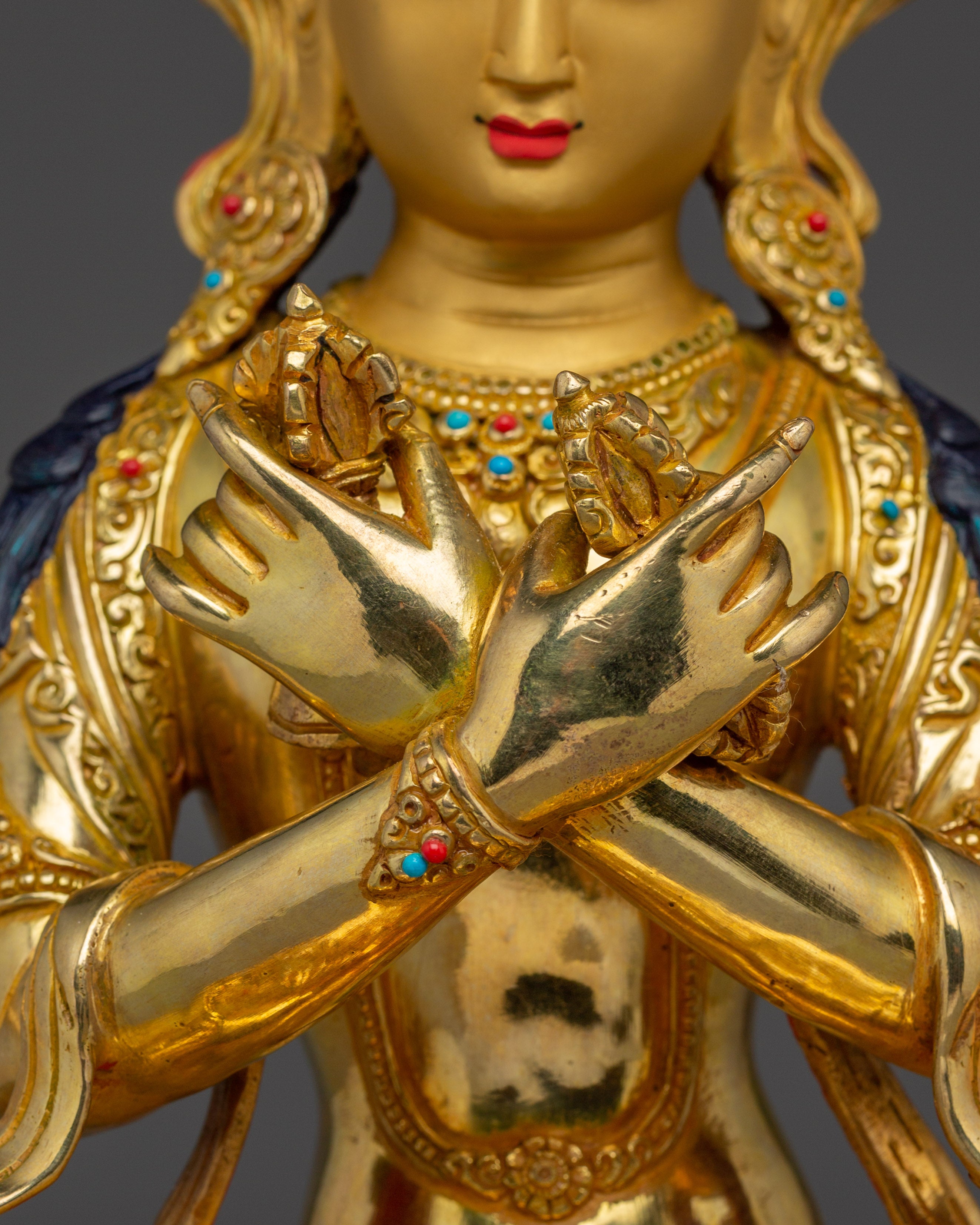 Vajradhara Statue for Spiritual Enlightenment | Gold Gilded Copper with Gemstone
