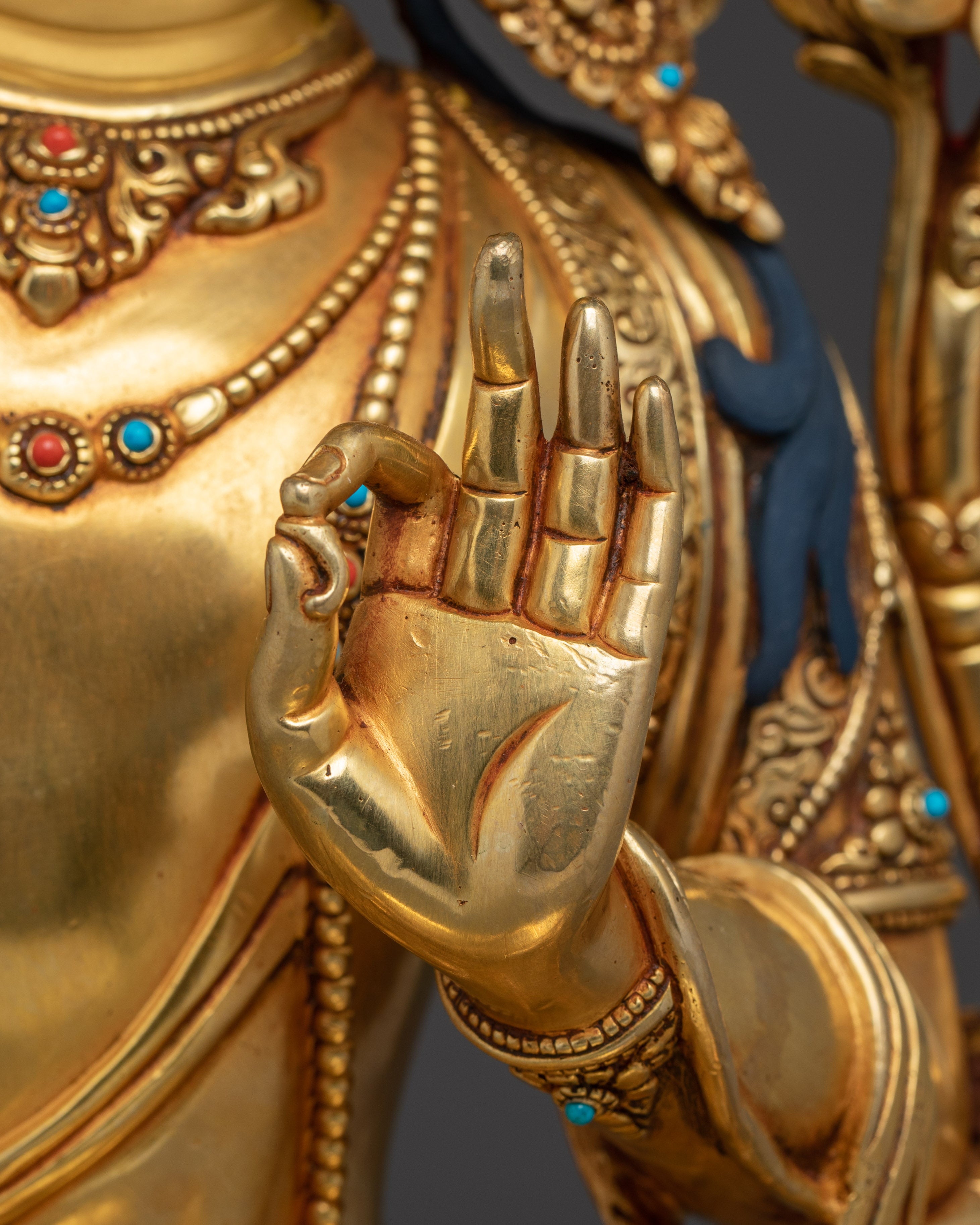 Divine Wisdom Manjushri | Traditional Gold Gilded Bodhisattva Figure