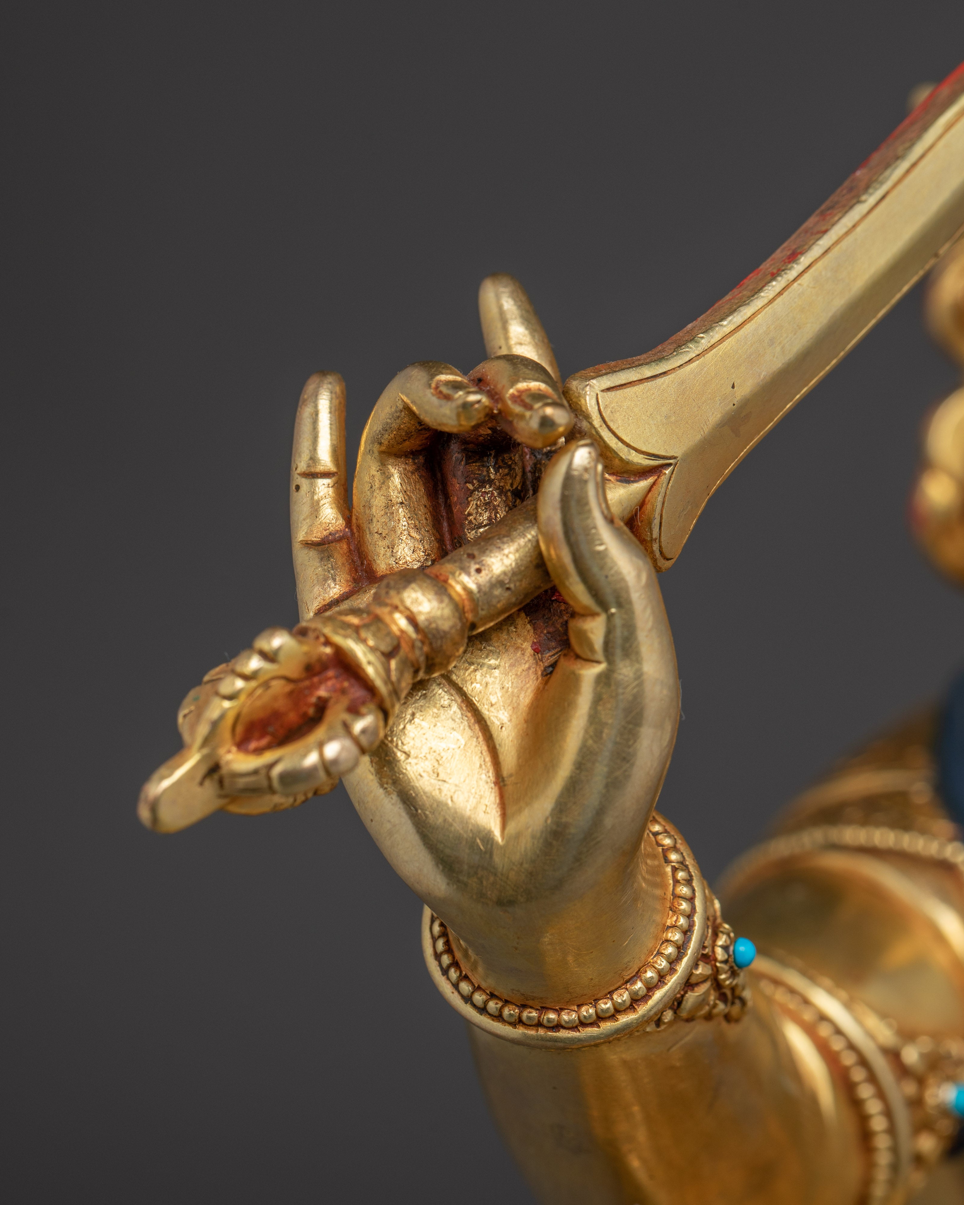 Divine Wisdom Manjushri | Traditional Gold Gilded Bodhisattva Figure