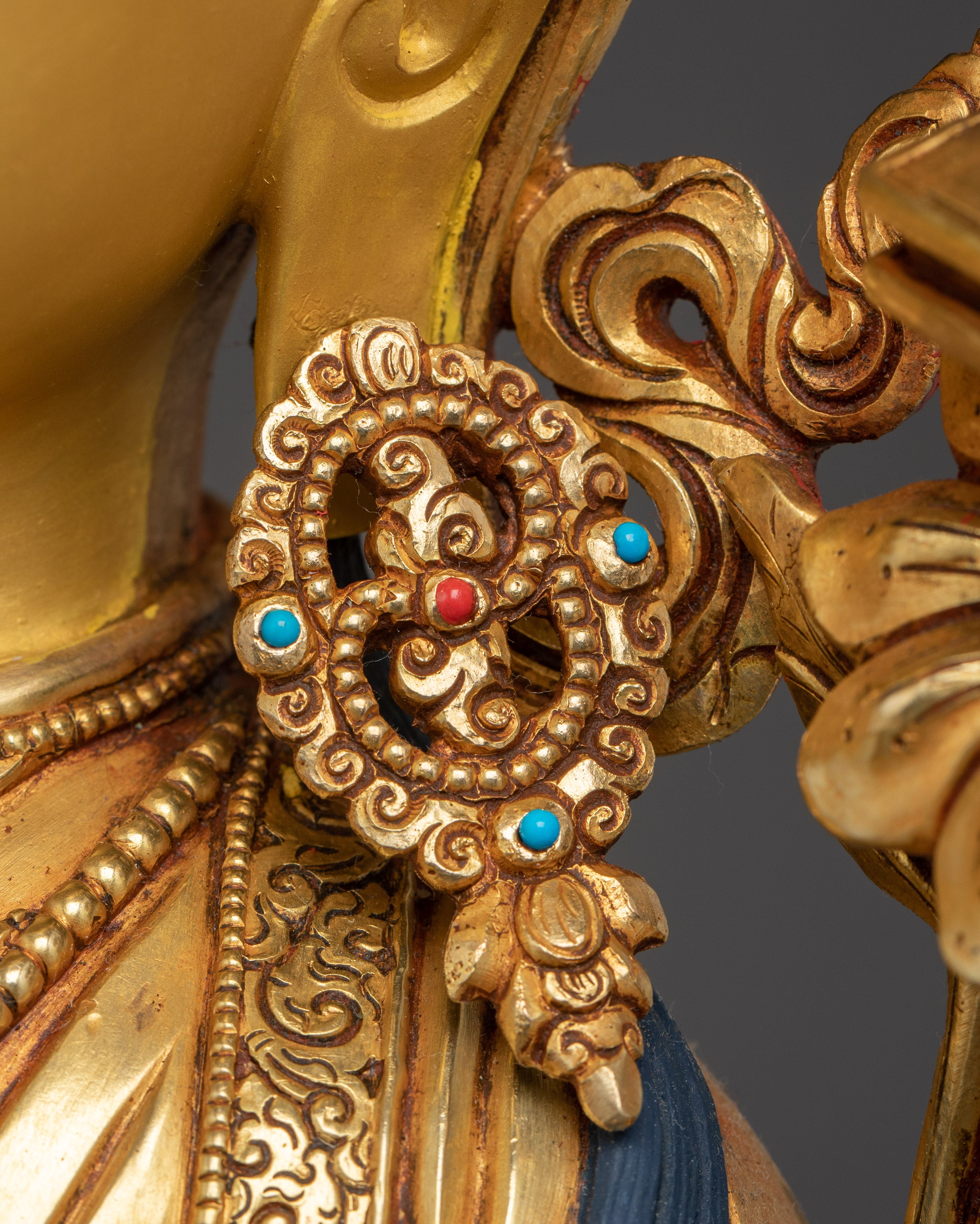 Divine Wisdom Manjushri | Traditional Gold Gilded Bodhisattva Figure