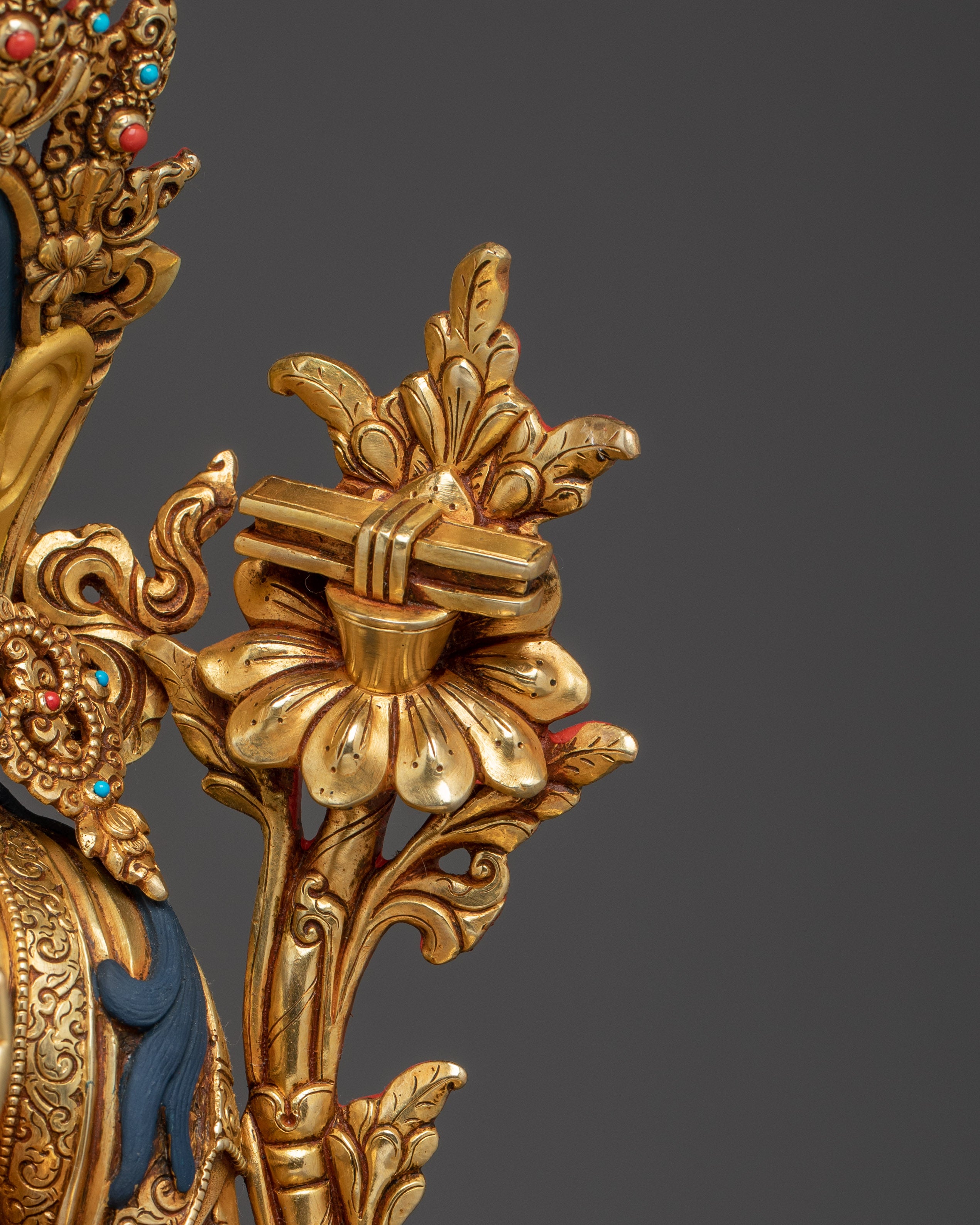 Divine Wisdom Manjushri | Traditional Gold Gilded Bodhisattva Figure