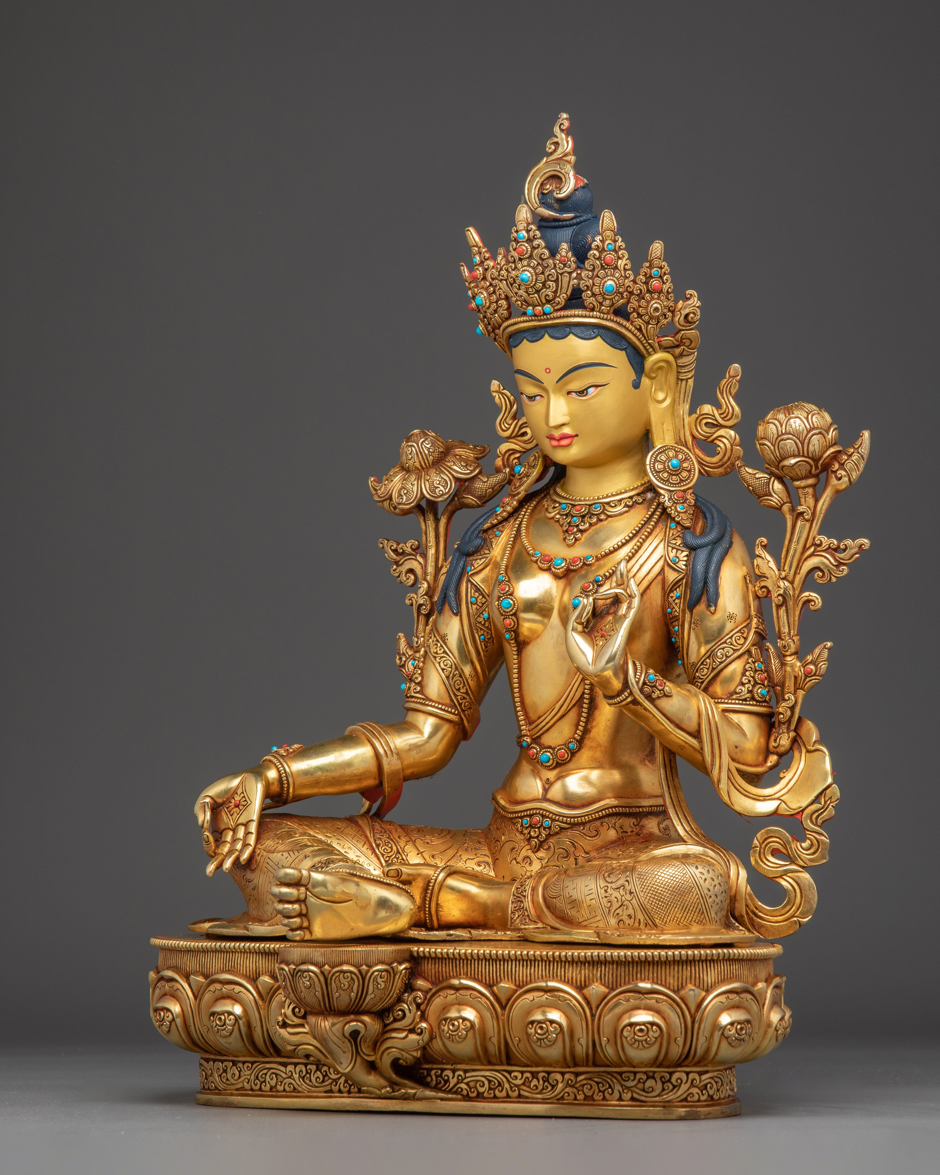 Female Goddess Green Tara Art | Spiritual Protection Deity