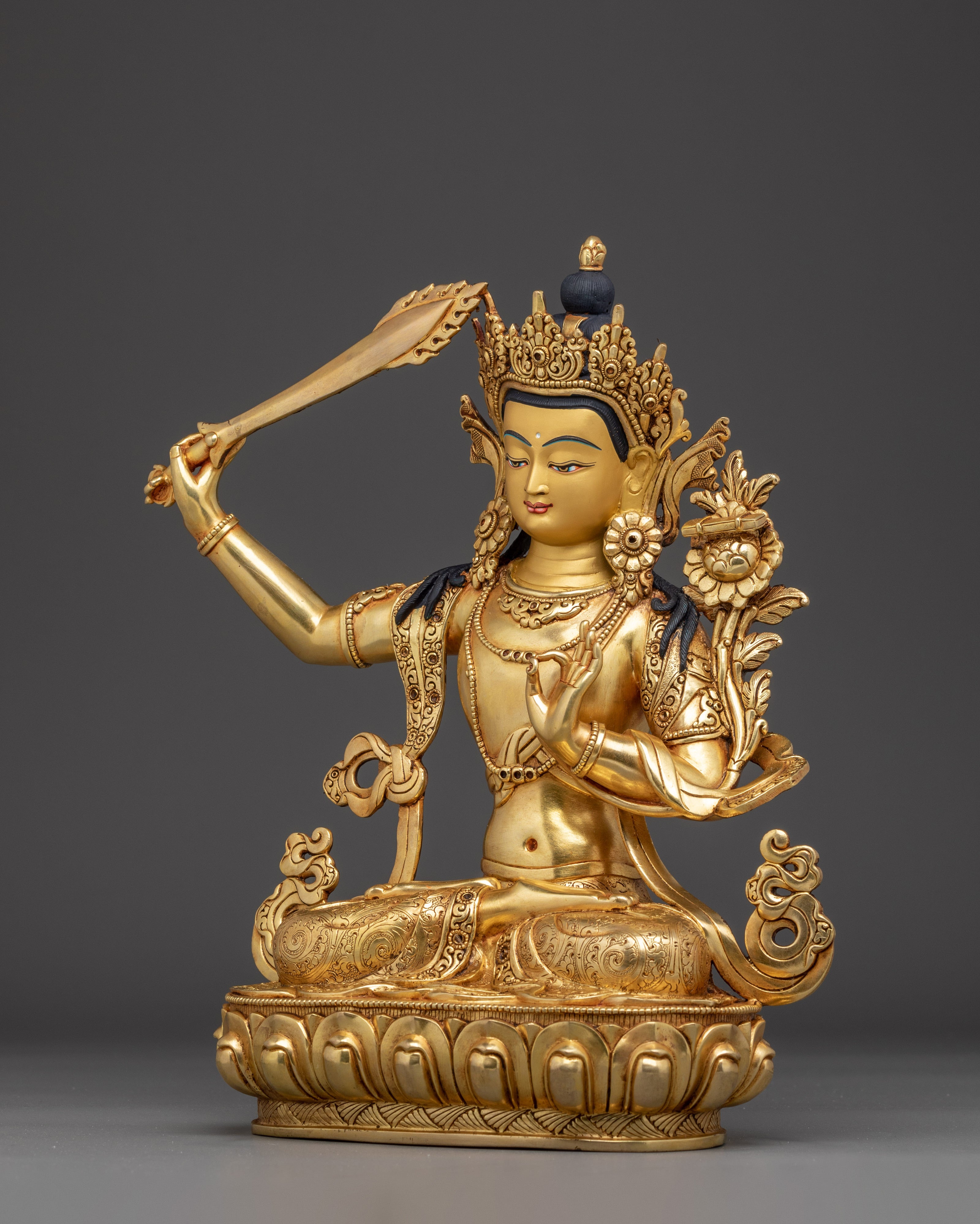 Golden Radiant Manjushri Art | Bodhisattva of Wisdom